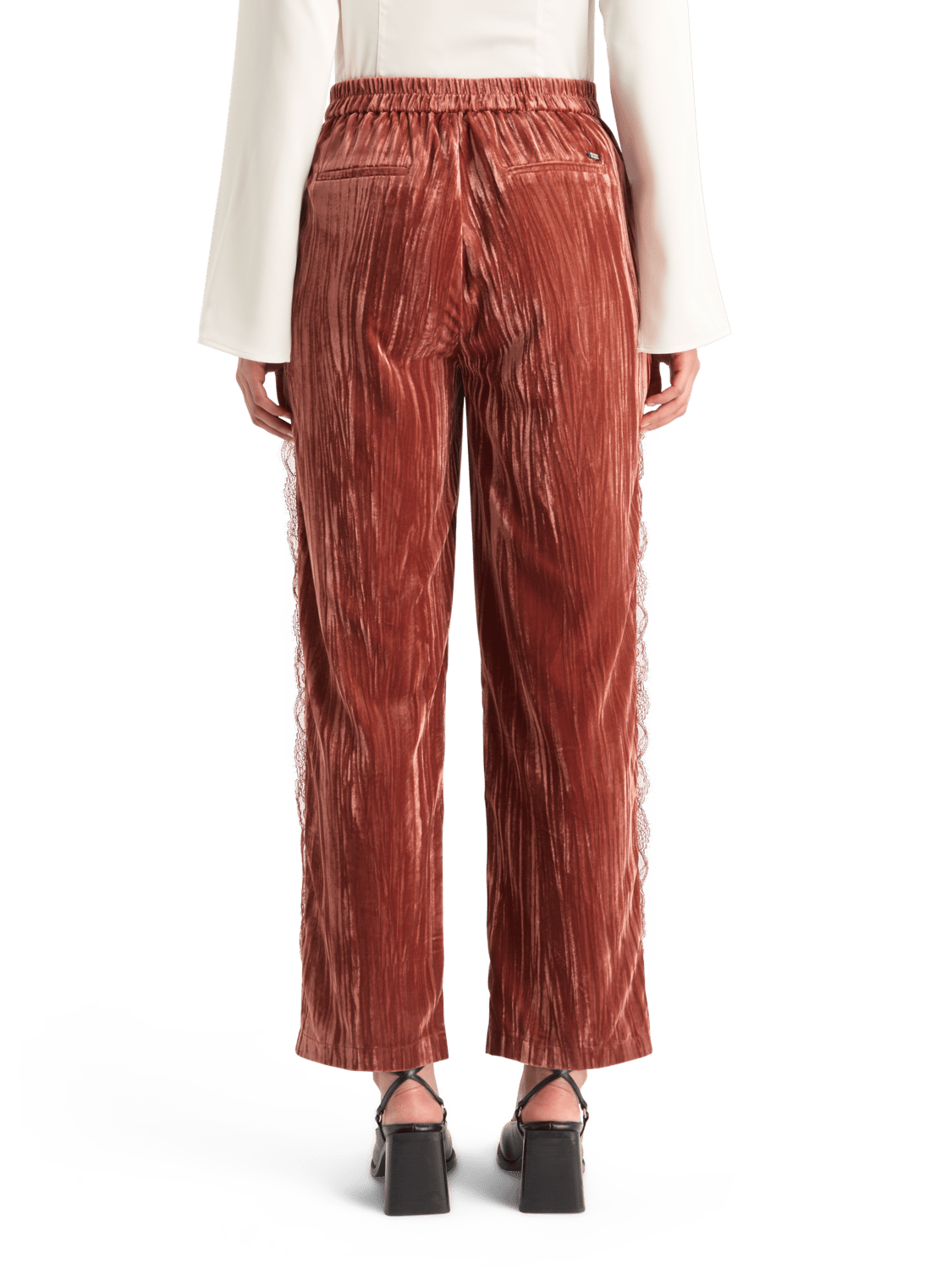 Maison Scotch - Lace Trimmed Velvet Pant - Rust