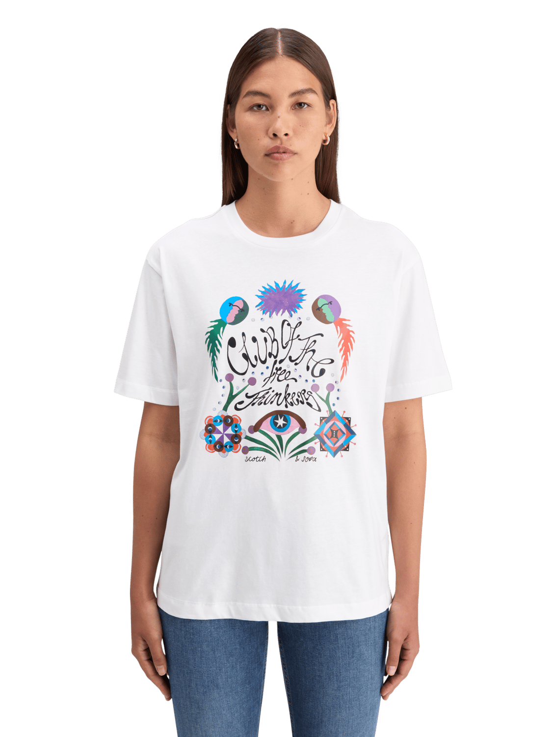 Maison Scotch - Club Of The Free Thinkers Artwork Tee - White