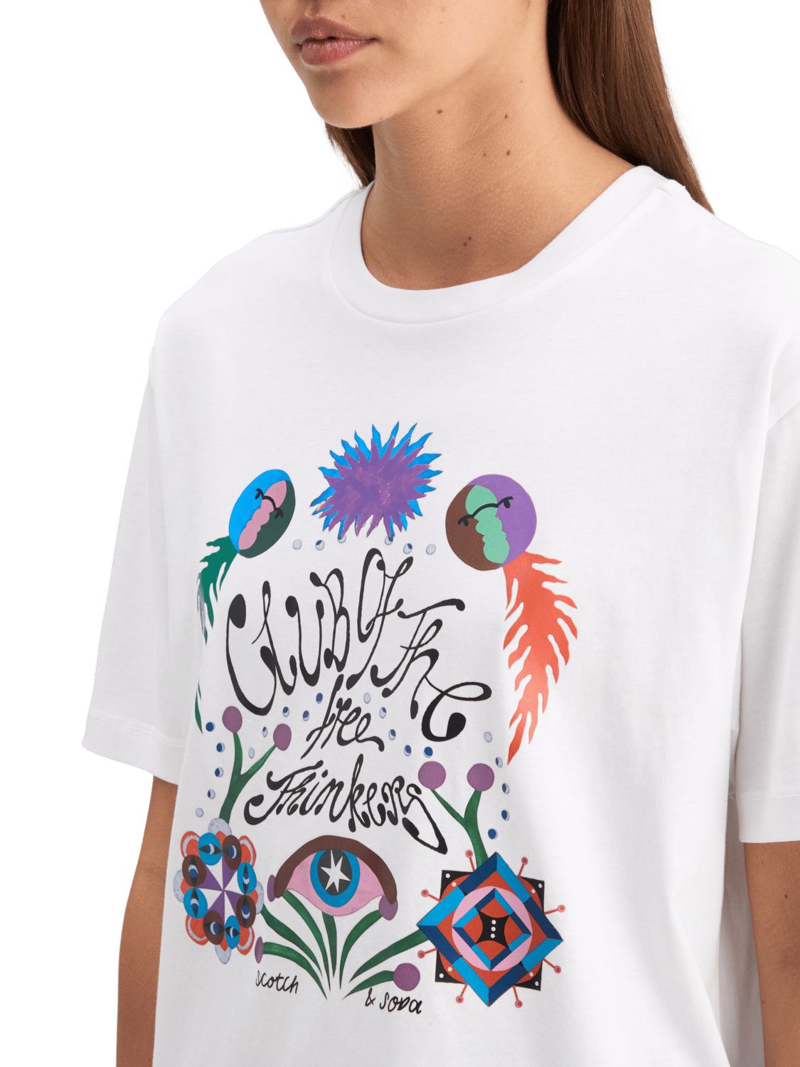 Maison Scotch - Club Of The Free Thinkers Artwork Tee - White