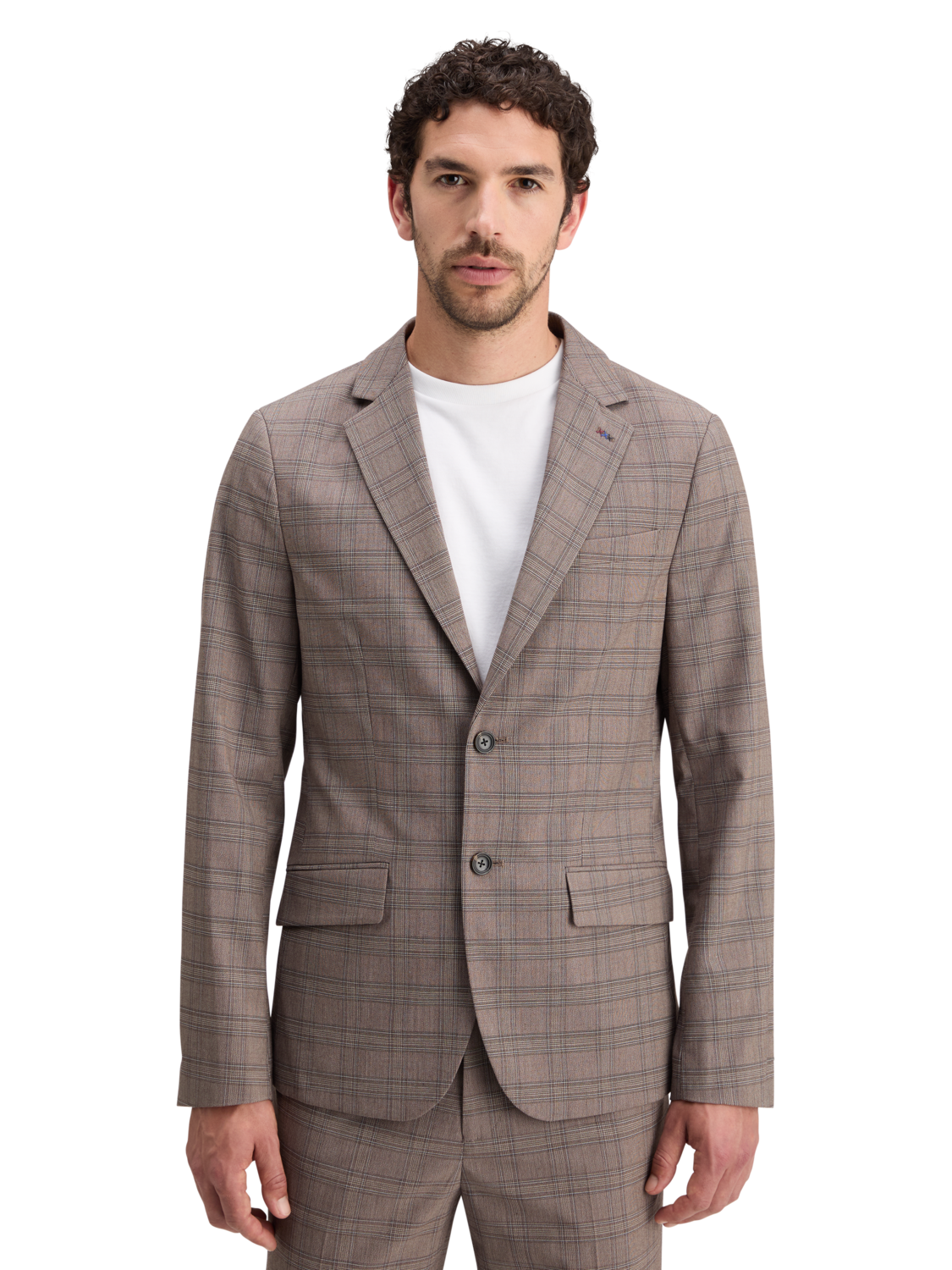 Scotch & Soda - Single Breasted Yarn-Dyed Blazer - Brown Ecru Check