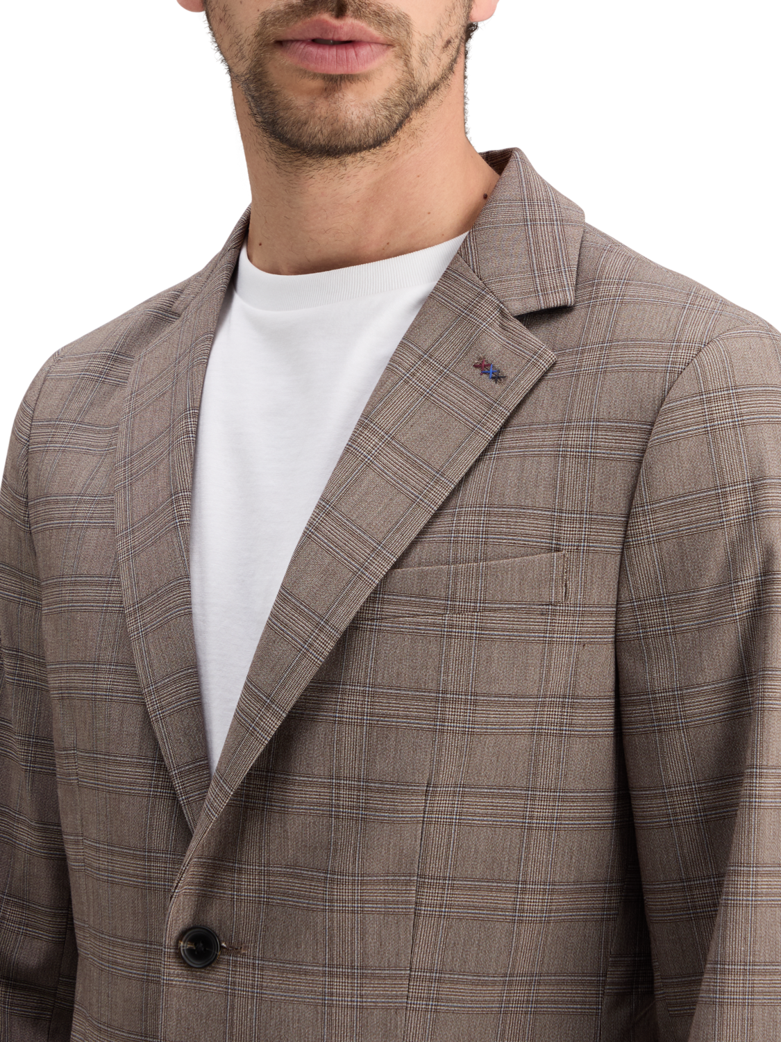 Scotch & Soda - Single Breasted Yarn-Dyed Blazer - Brown Ecru Check