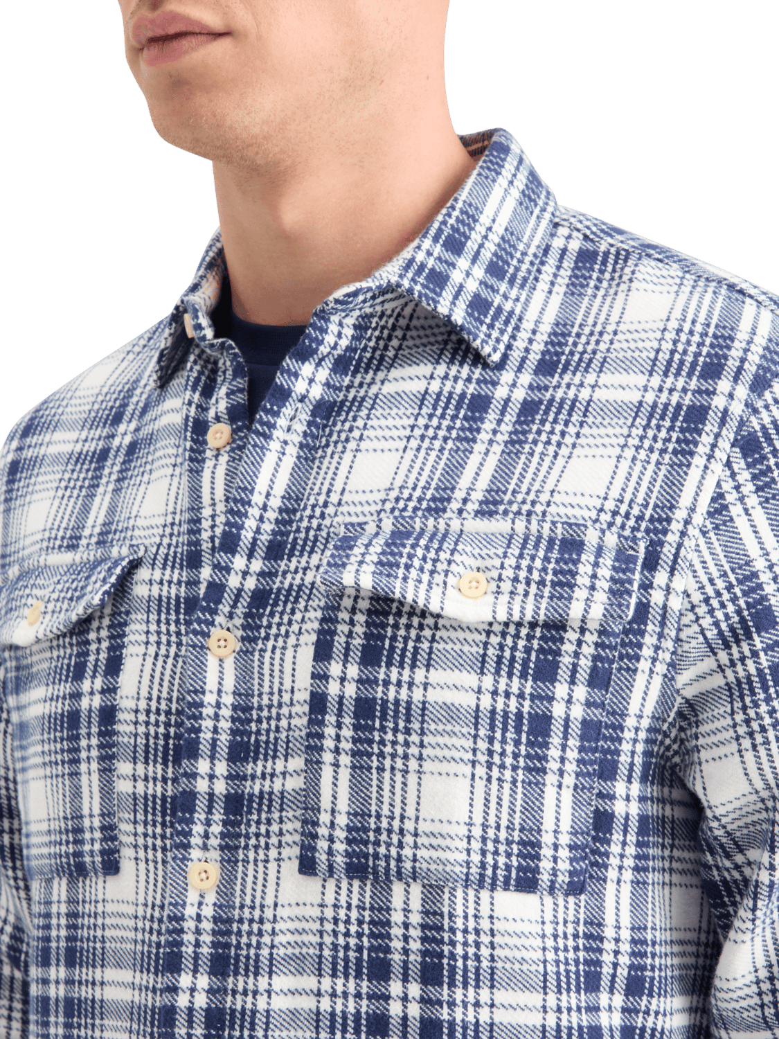 Scotch & Soda - Regular Fit Flannel Check Shirt - Blue White Check