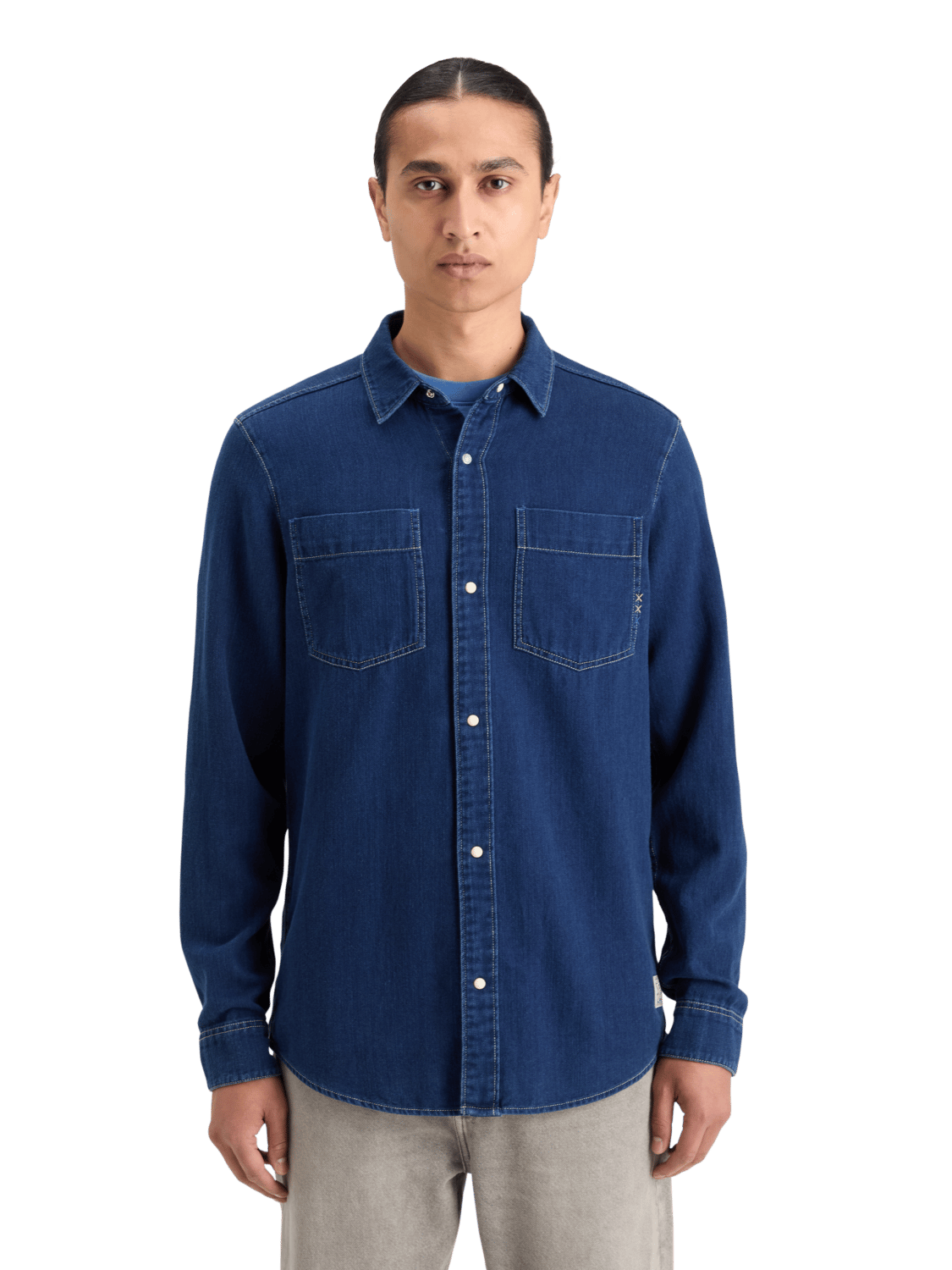 Scotch & Soda - Regular Fit Premium Indigo Twill Washed Shirt - Indigo