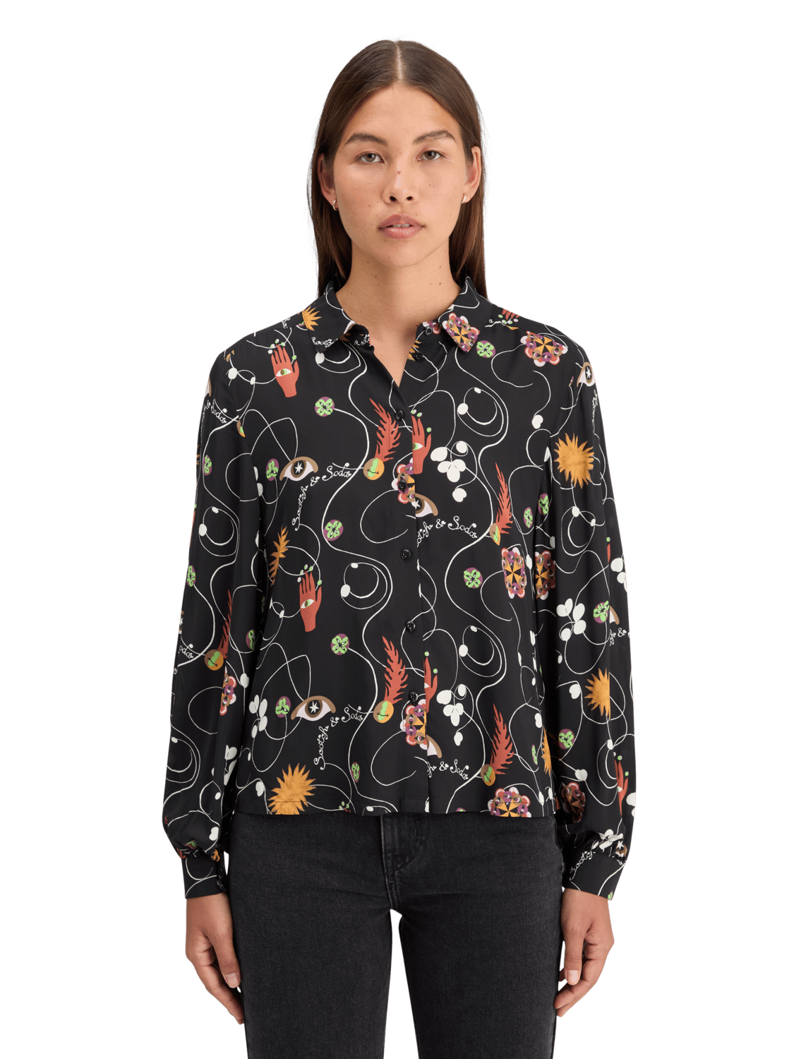 Maison Scotch - Printed Ballon Sleeve Shirt - Free Mind