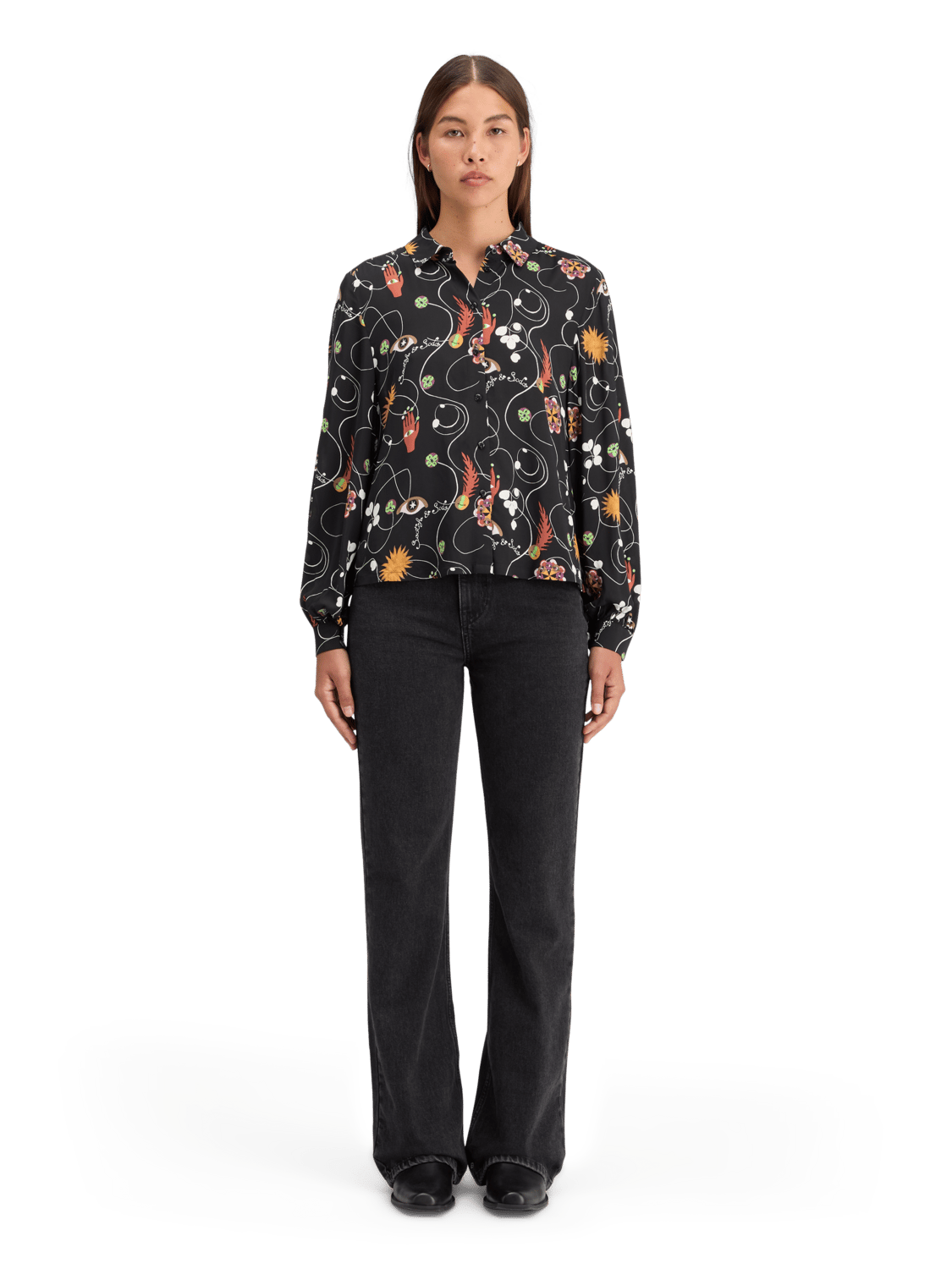 Maison Scotch - Printed Ballon Sleeve Shirt - Free Mind