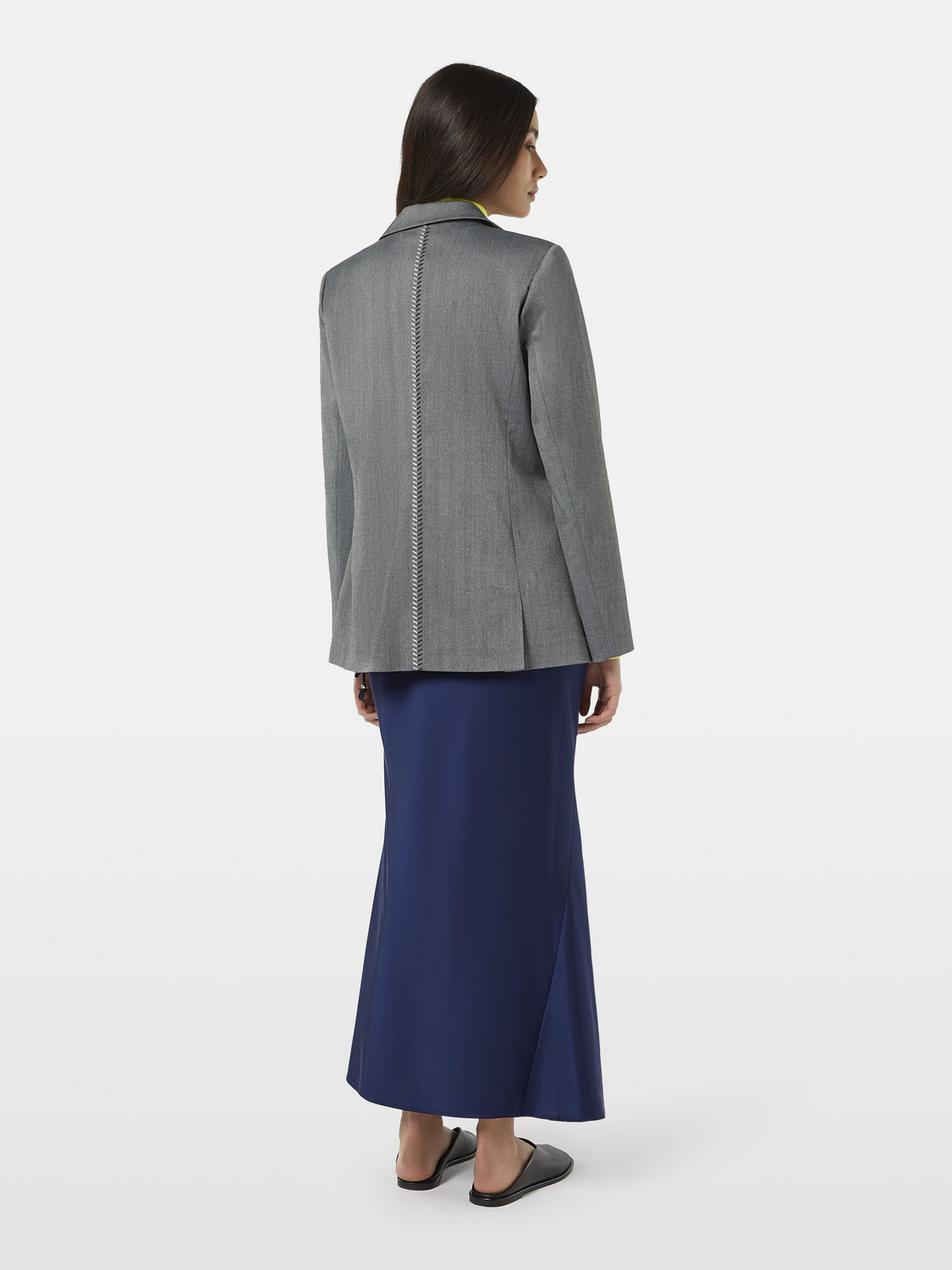 Maison Scotch - Herringbone School Blazer - Mid Grey Melange Pinstripe