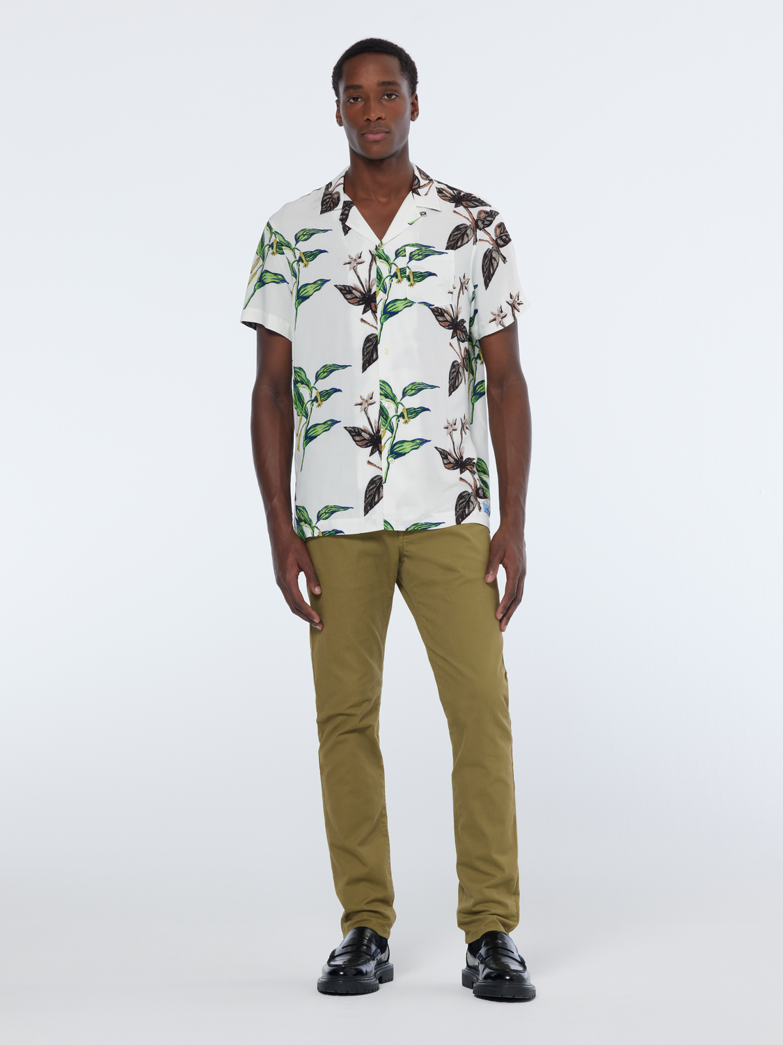 Scotch & Soda - Leaf Printed Regular SS Shirt - Leaf White