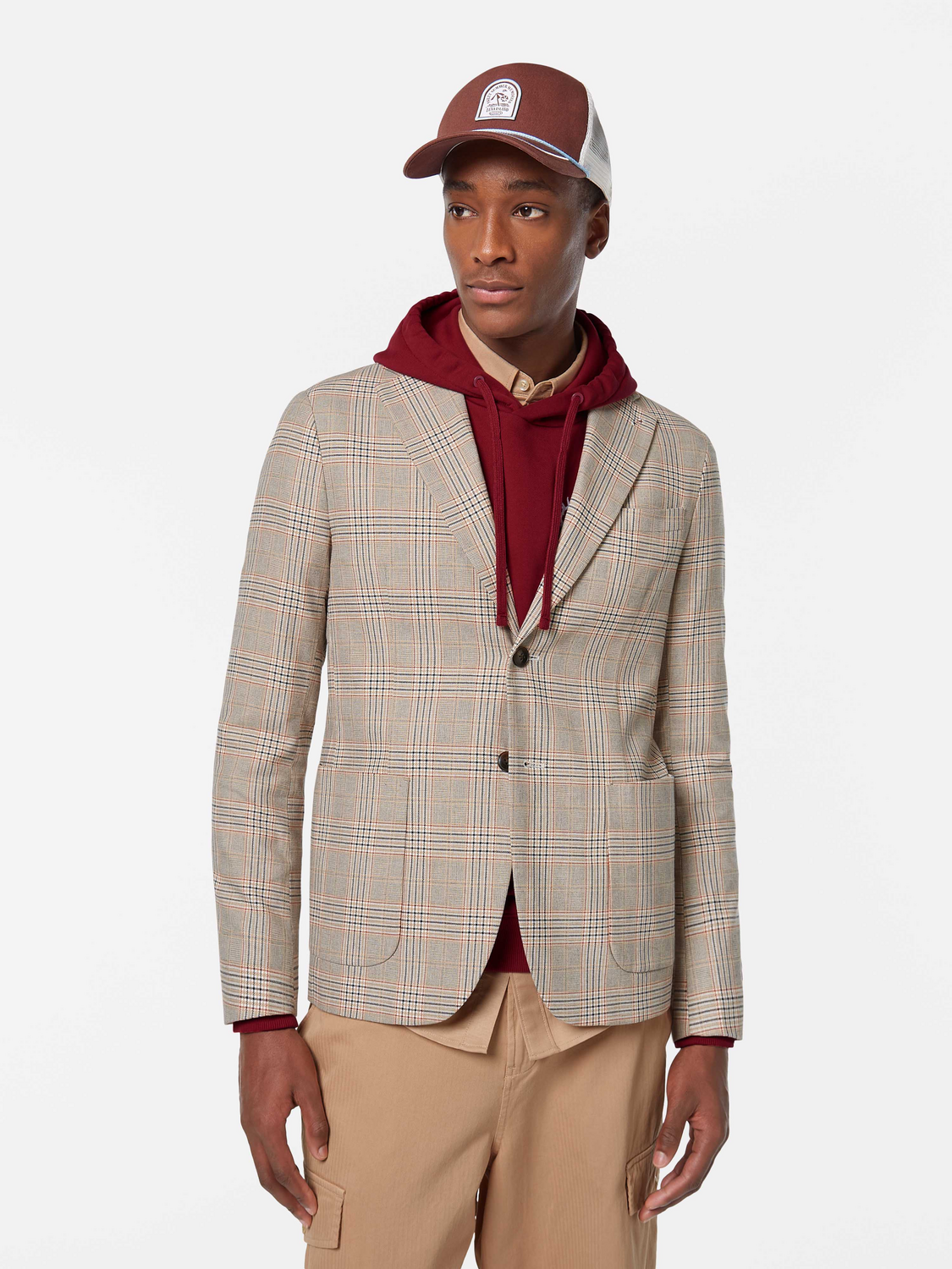 Scotch & Soda - Single Breasted Cotton-Linen Blazer - Soft Camel Check