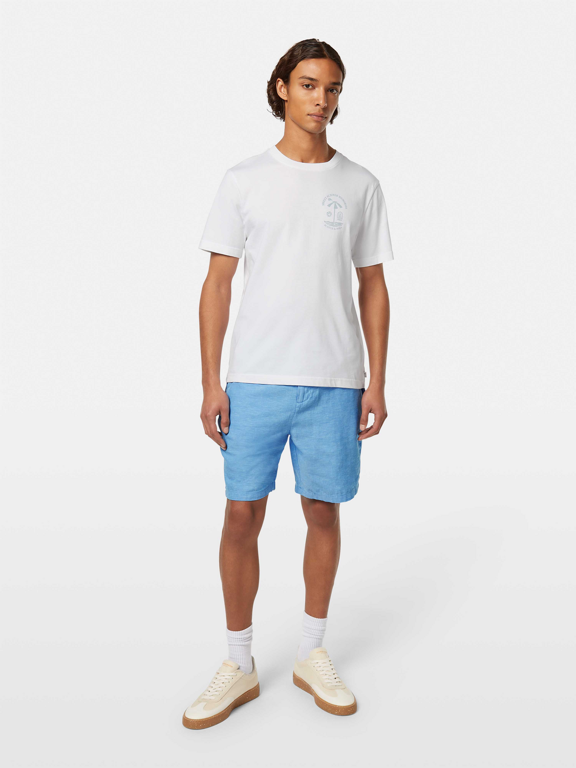 Scotch & Soda - Fave Cotton/Linen Short - Aqua Blue