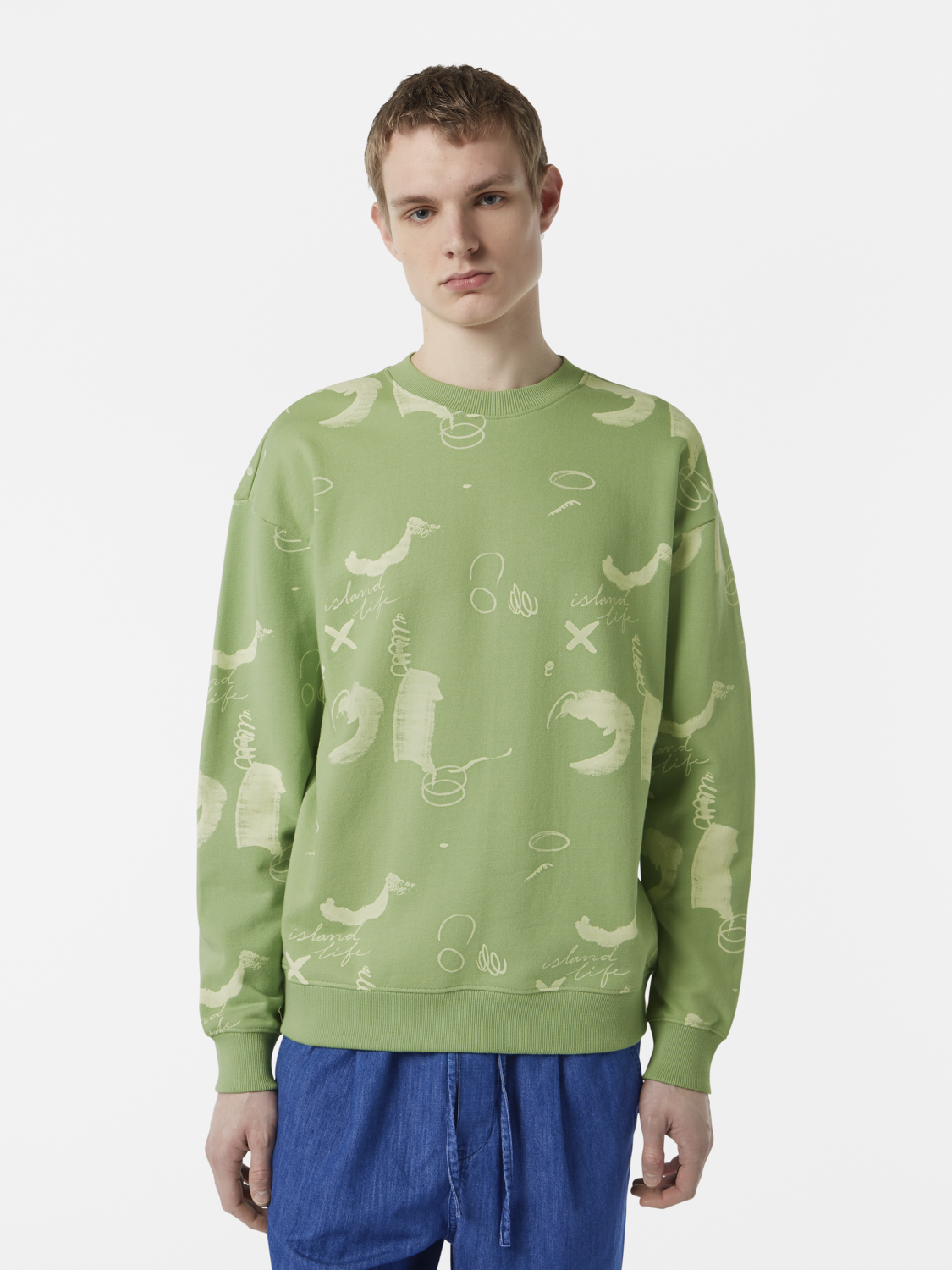 Scotch & Soda - Relaxed Fit Printed Sweatshirt - Abstract Green