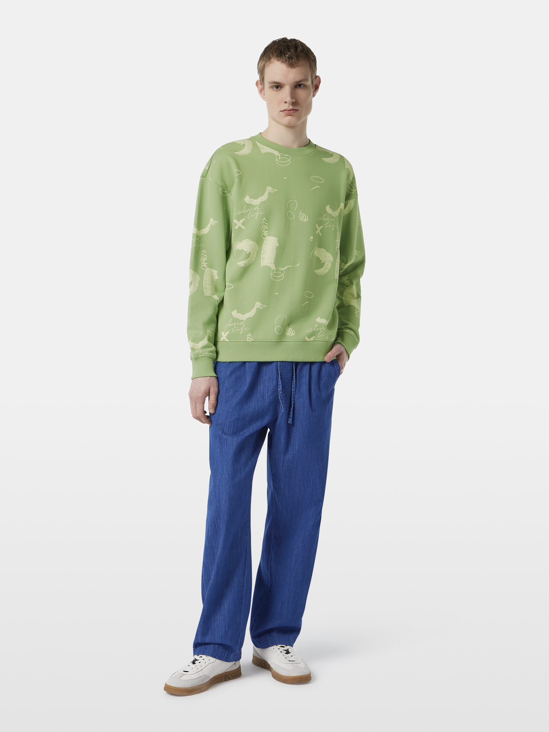 Scotch & Soda - Relaxed Fit Printed Sweatshirt - Abstract Green