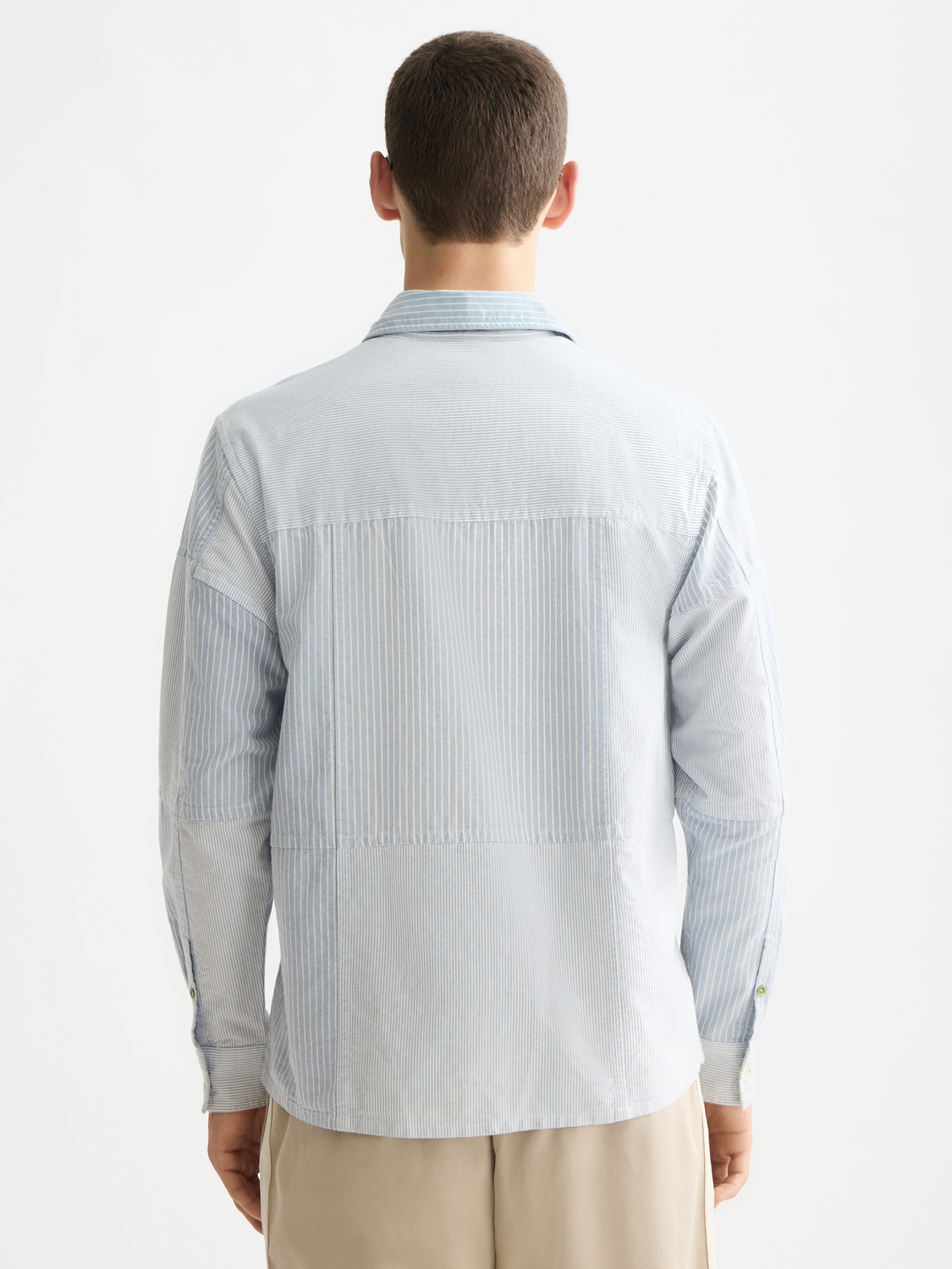 Scotch & Soda - Patchwork Relaxed Fit Oxford Shirt - Blue/Blue Stripe