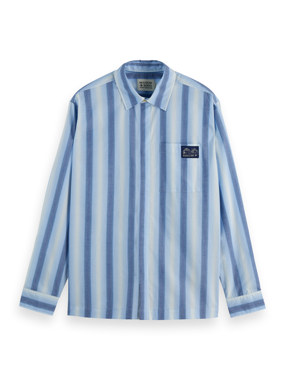 Scotch & Soda - Shadow-Stripe Relaxed Fit Shirt - Peacoat Shadow Stripe