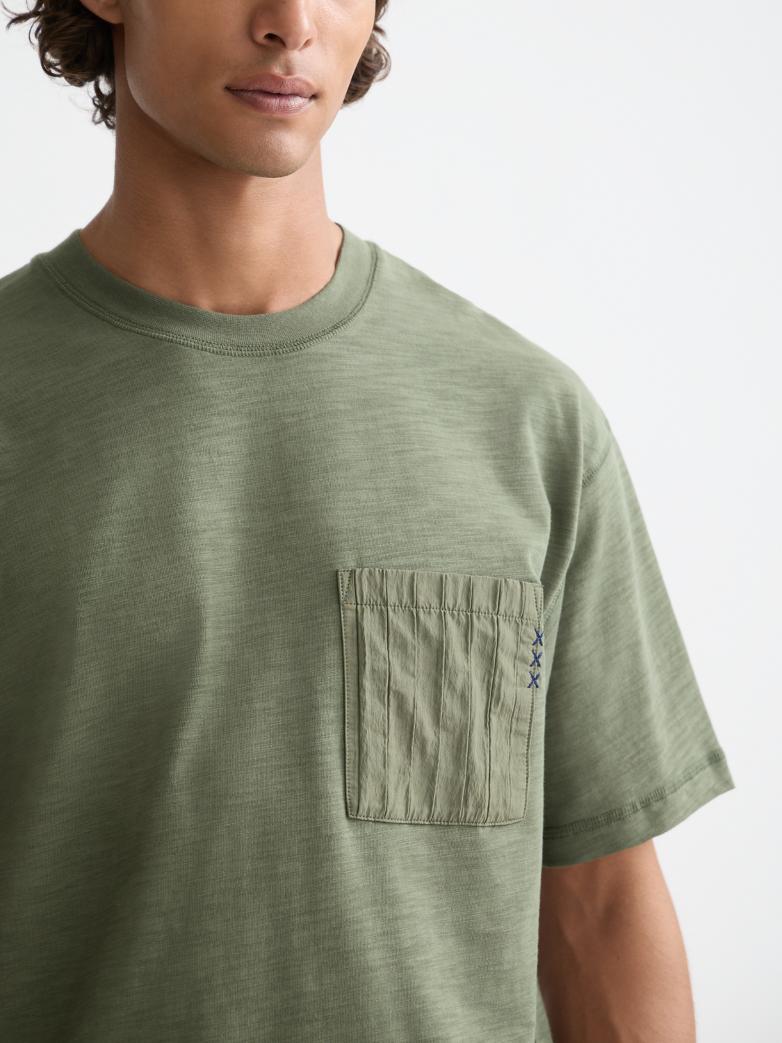 Scotch & Soda - Relaxed Fit Patchwork Pocket Tee - Thyme