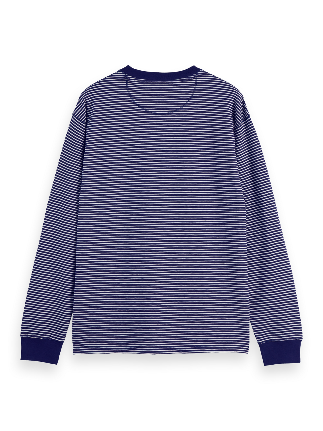 Scotch & Soda - Relaxed Fit Striped Henley LS Tee - Navy/White Stripe