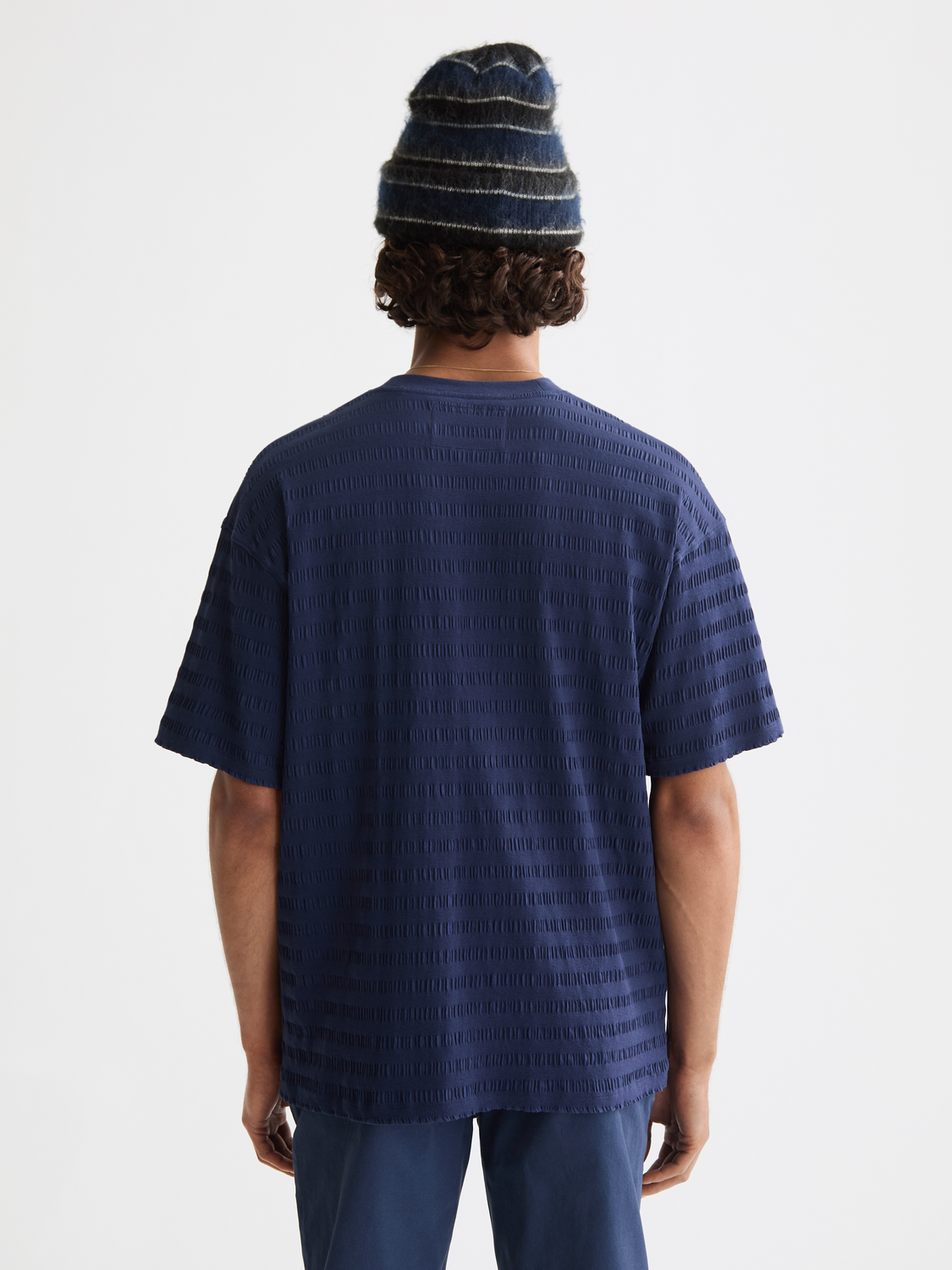 Scotch & Soda - Relaxed Fit Horizonal Textured Tee - Peacoat