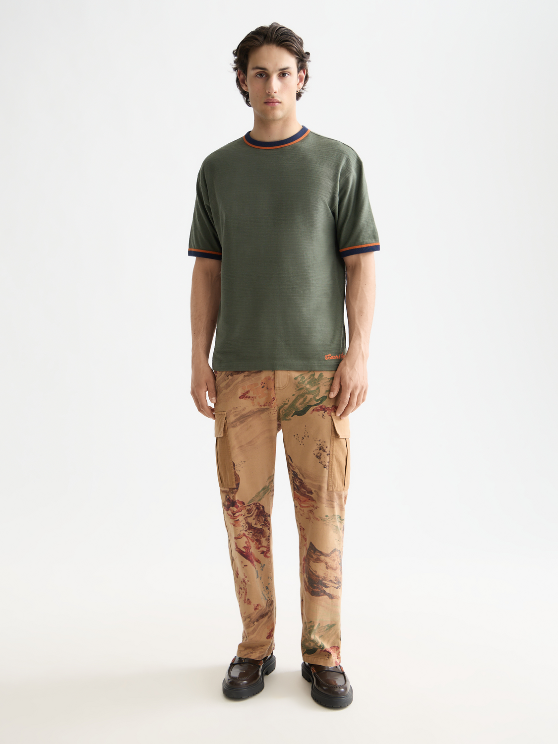 Scotch & Soda - Relaxed Fit Bound Neckline Tee - Thyme