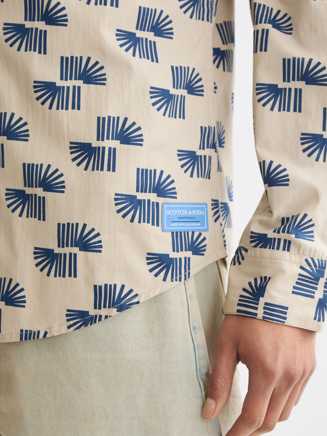 Scotch & Soda - Slim Fit Printed Shirt - Art Dept Rays Ditsy Plaza Taupe