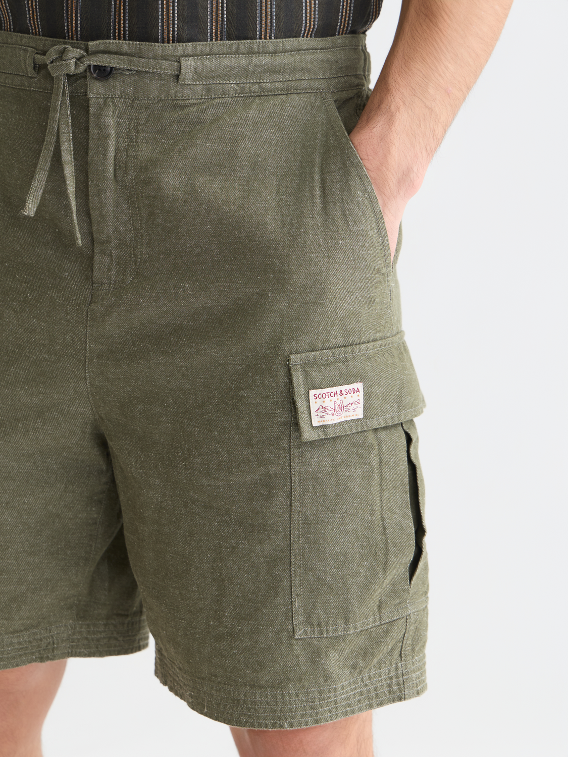 Scotch & Soda - Linen-Blend Cargo Bermuda Short - Olive Night