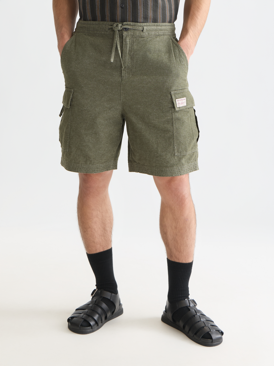 Scotch & Soda - Linen-Blend Cargo Bermuda Short - Olive Night