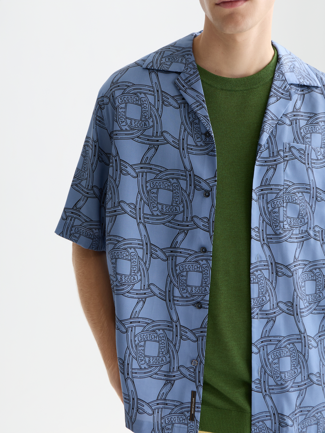 Scotch & Soda - Printed Tencel Relaxed Fit SS Shirt - Horseshoes Infinity