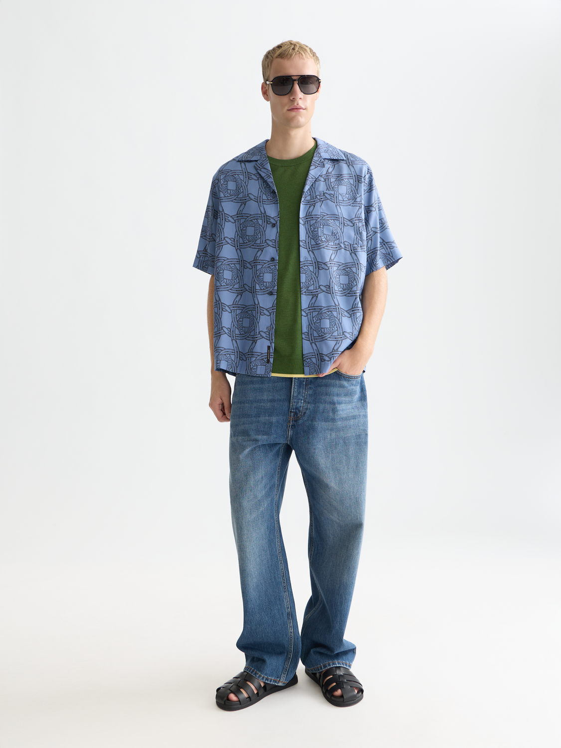 Scotch & Soda - Printed Tencel Relaxed Fit SS Shirt - Horseshoes Infinity
