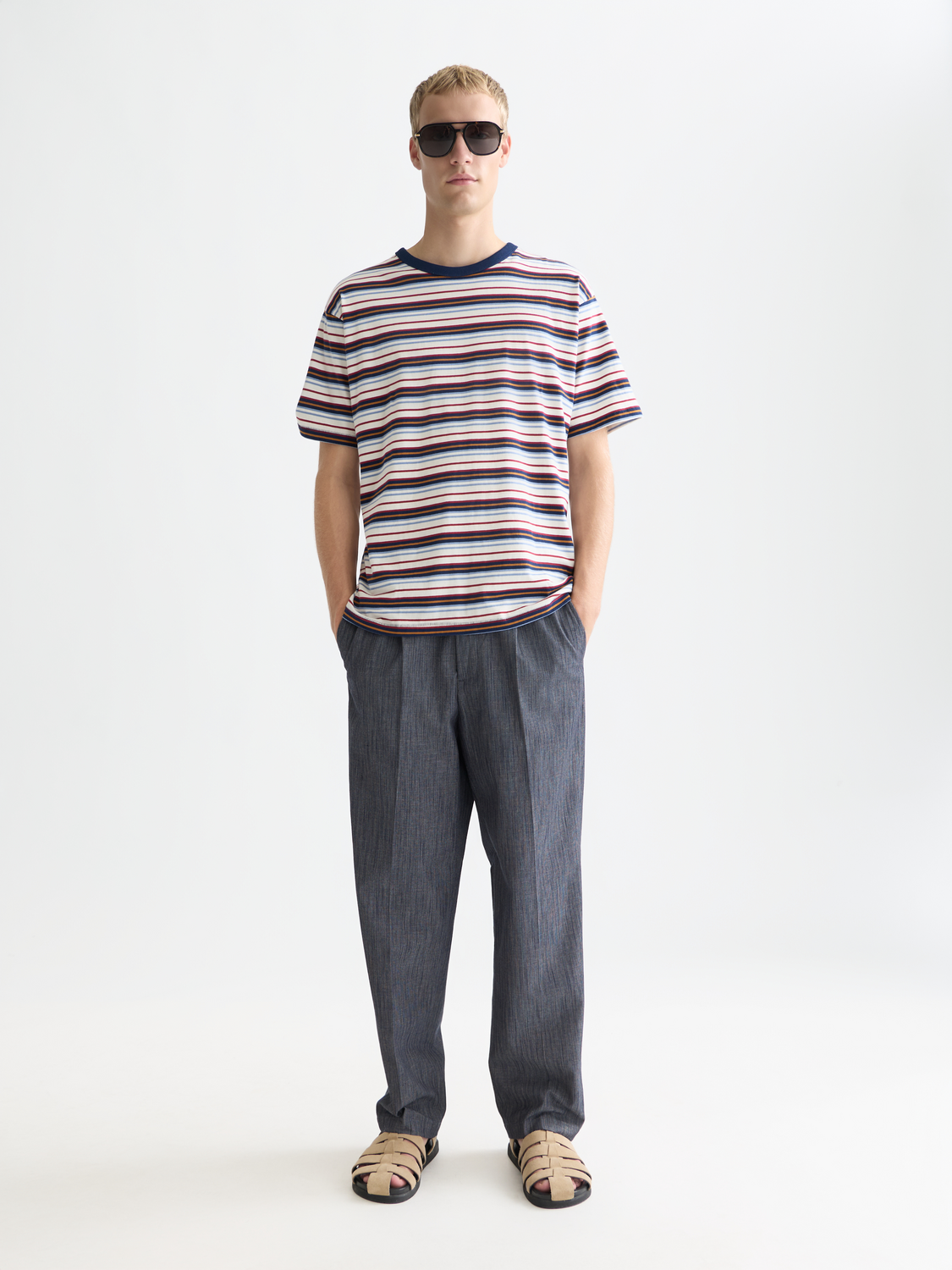 Scotch & Soda - Relaxed Fit Yarn-Dyed Tee - Pageant Blue Stripe