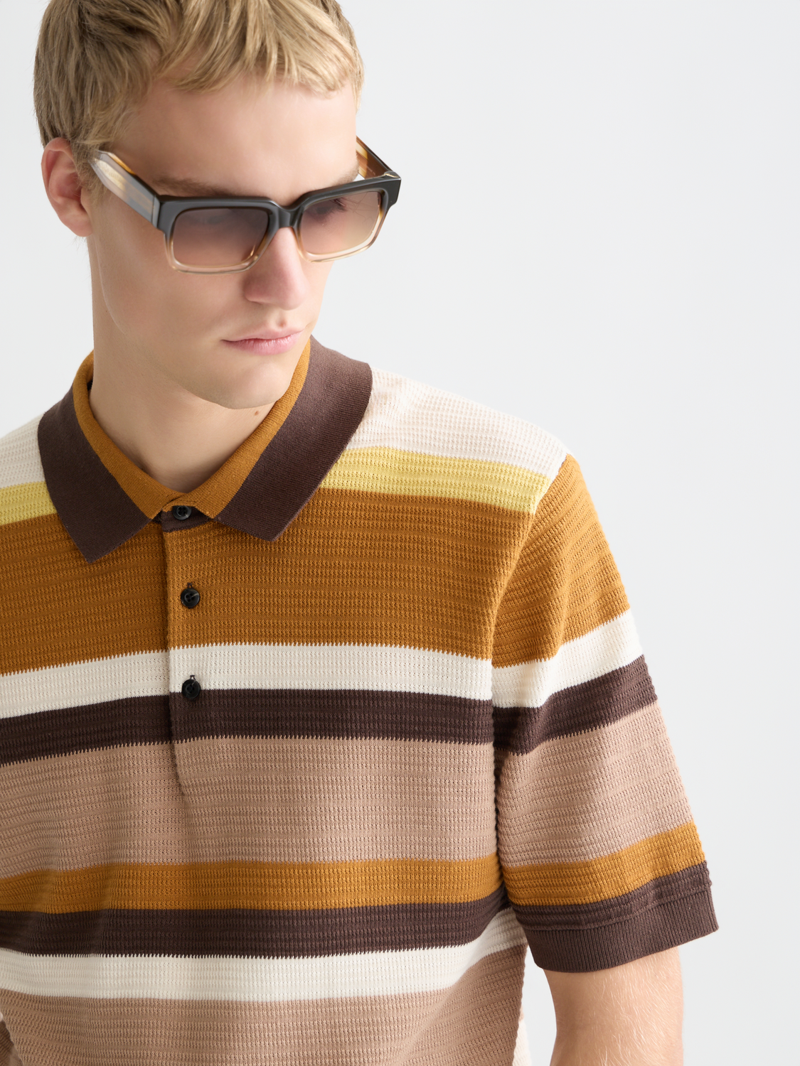 Scotch & Soda - Structured Striped Knitted Polo - Cathay Spice Stripe