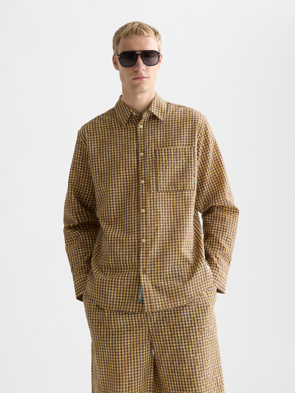 Scotch & Soda - Seersucker Micro-Check Shirt - Hot Fudge Check