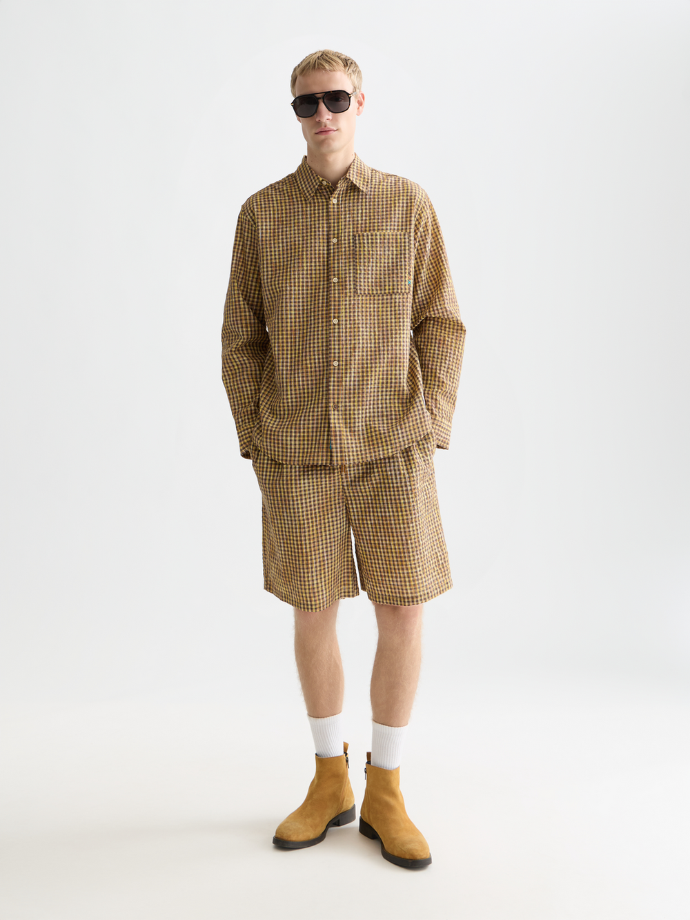 Scotch & Soda - Seersucker Micro-Check Shirt - Hot Fudge Check