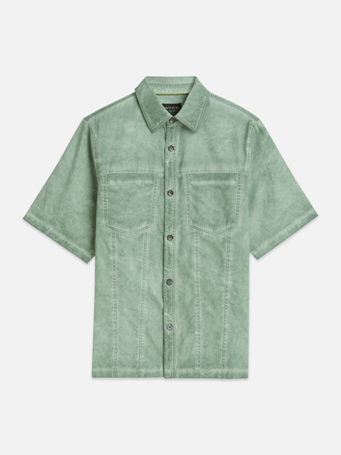 Scotch & Soda - Washed Cotton Relaxed Fit SS Shirt - Garden Green