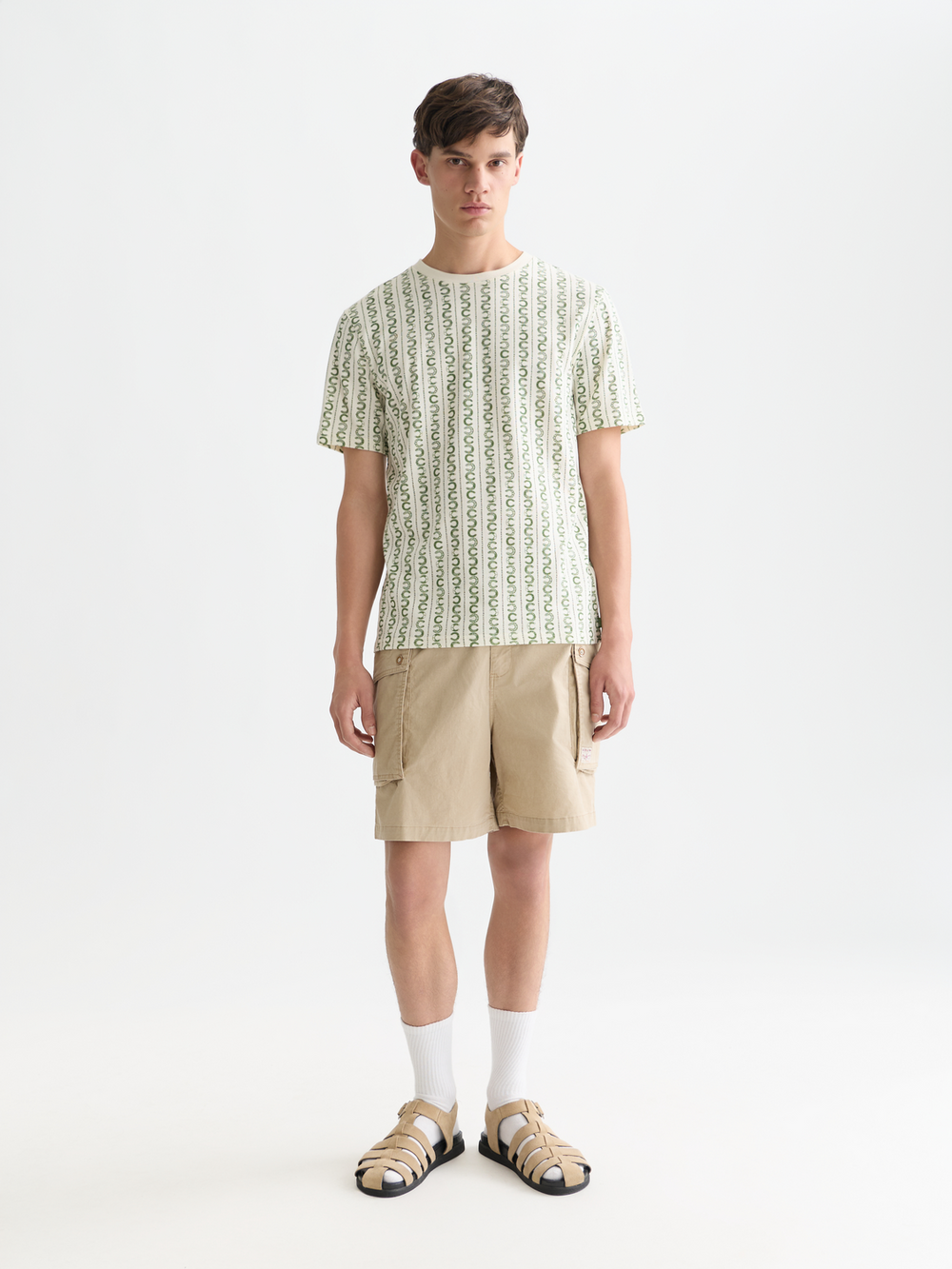 Scotch & Soda - Printed Regular Fit Tee - Horseshoe Stripe Eggnog