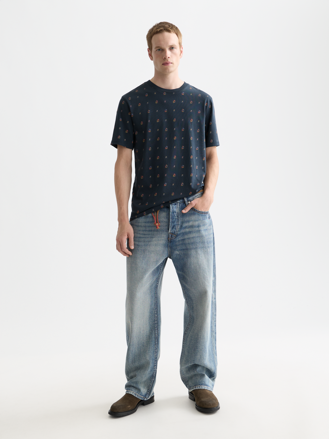 Scotch & Soda - Micro Printed Regular Fit Tee - Cosmic Sky Ditsy Carbon