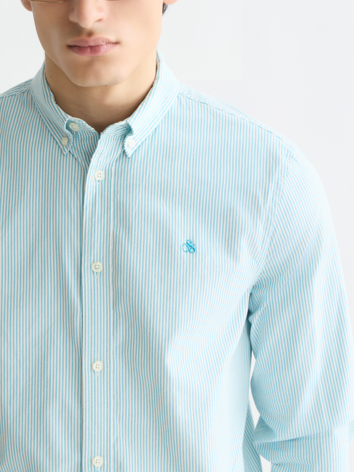 Scotch & Soda - Oxford Striped Regular Fit Shirt - Tahitian Teal Stripe