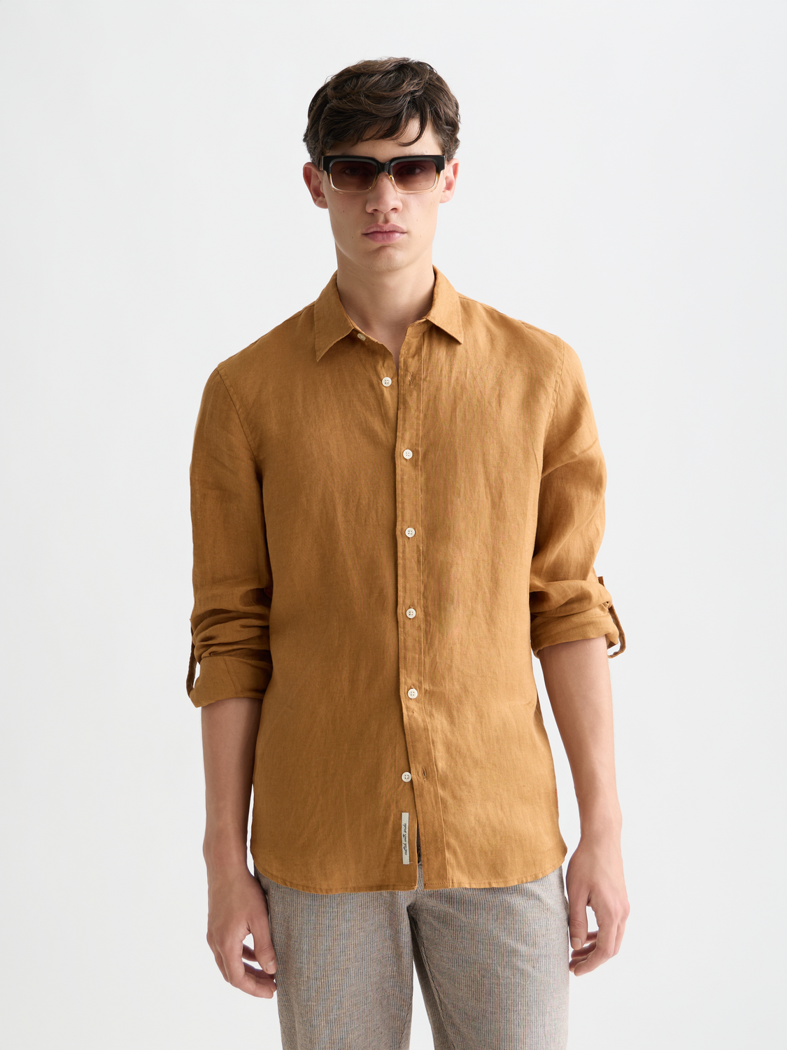 Scotch & Soda - Regular Fit Linen Shirt - Cathay Spice