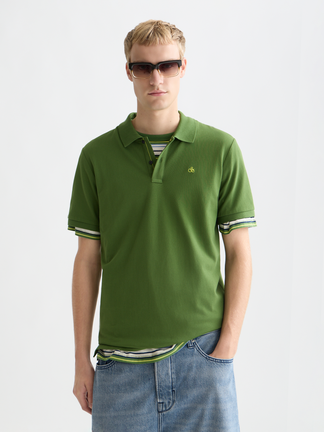 Scotch & Soda - Pique Chest Logo Polo - Garden Green