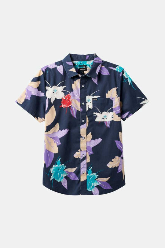 Brixton - Charter Print SS Shirt - Washed Navy Passion