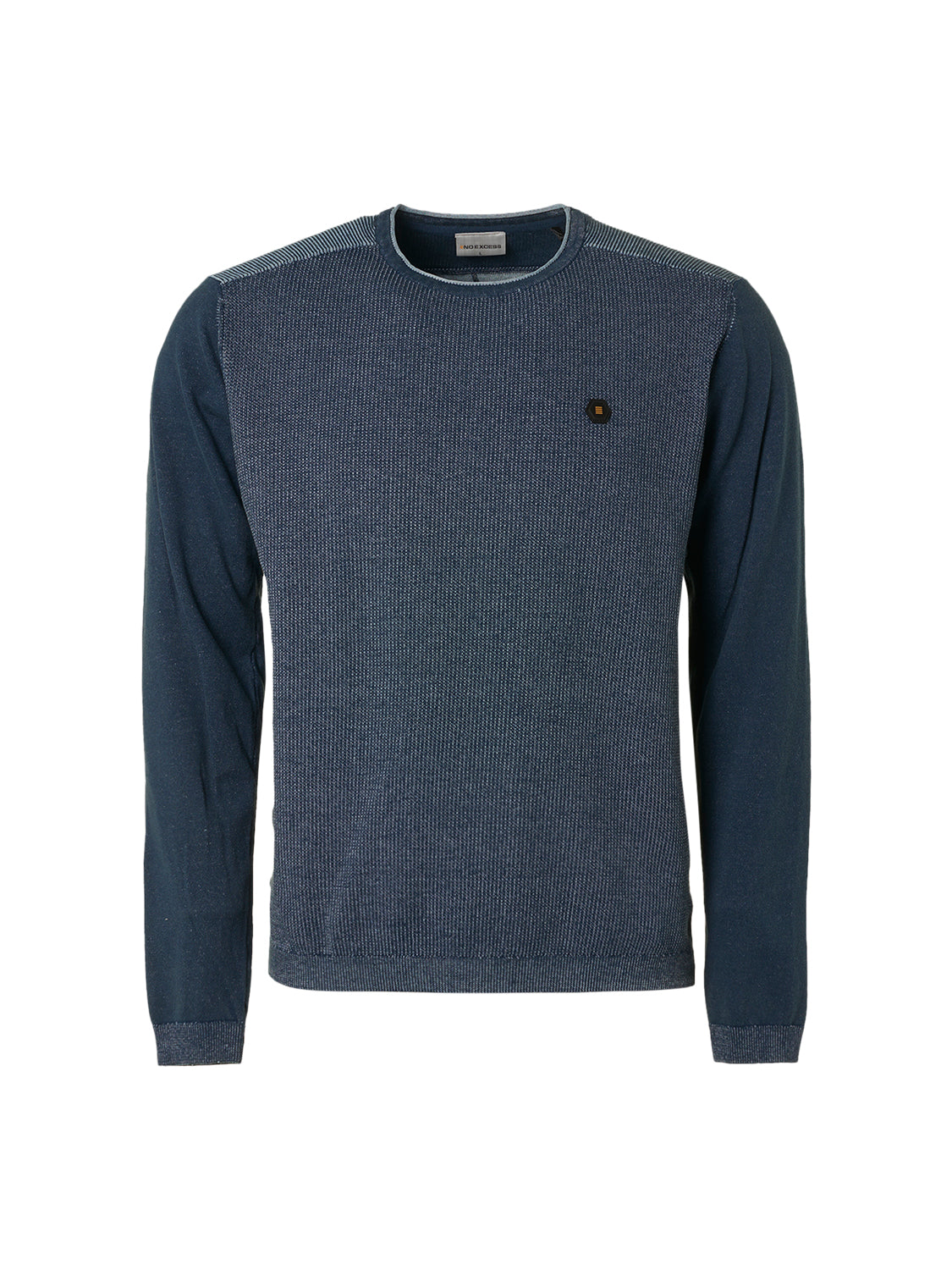 No Excess - Waffle Garment Dyed Pullover - Carbon Blue
