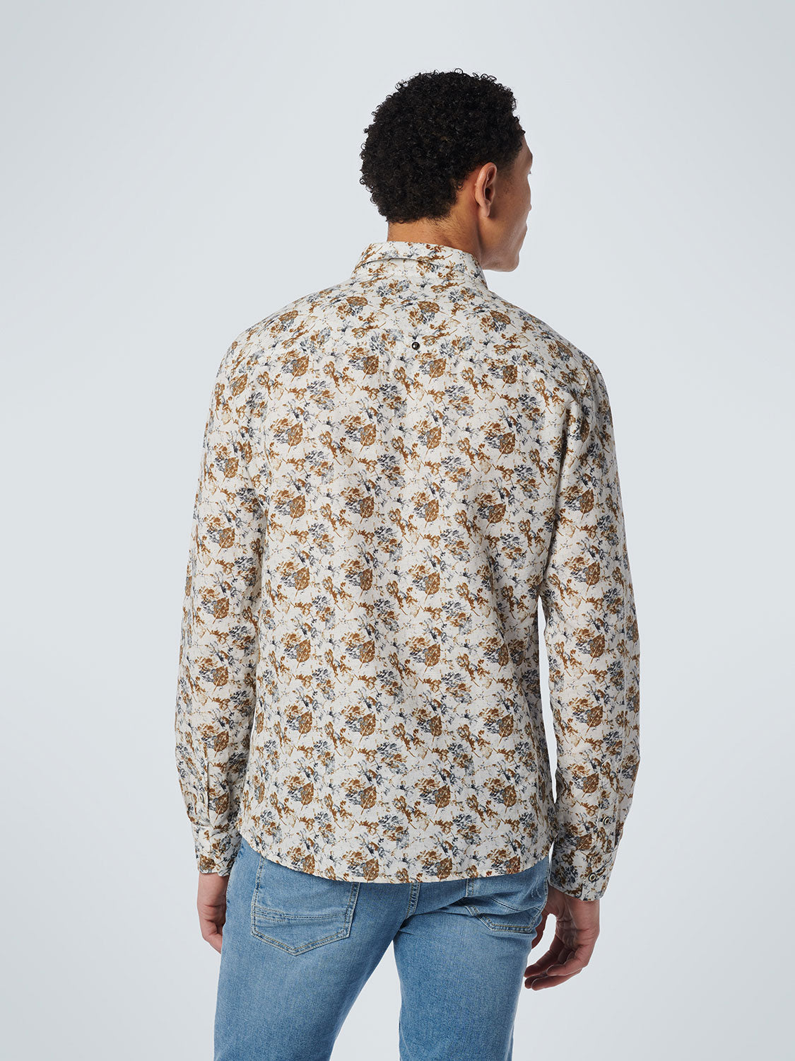 No Excess - Leaf Printed LS Shirt - Offwhite