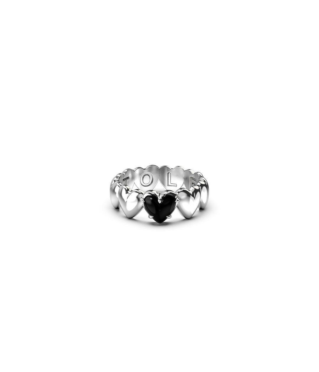 Stolen Girlfriends Club - Band Of Hearts Ring Onyx - Silver
