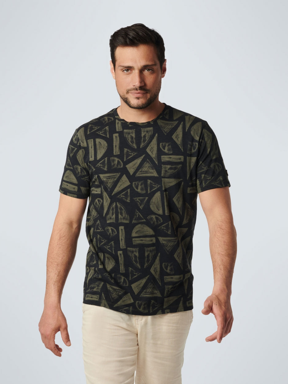 No Excess - Shapes Print T-Shirt - Light Army