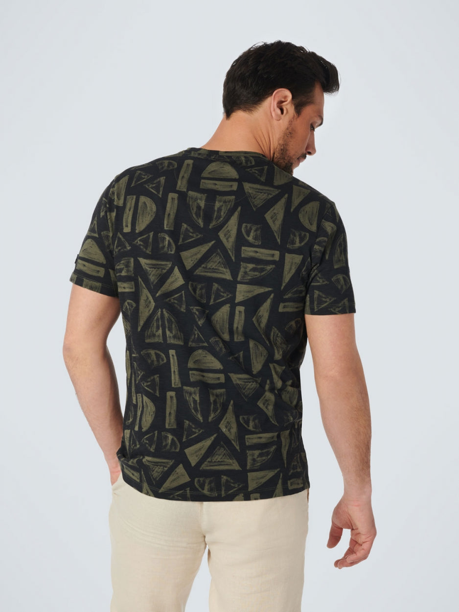No Excess - Shapes Print T-Shirt - Light Army