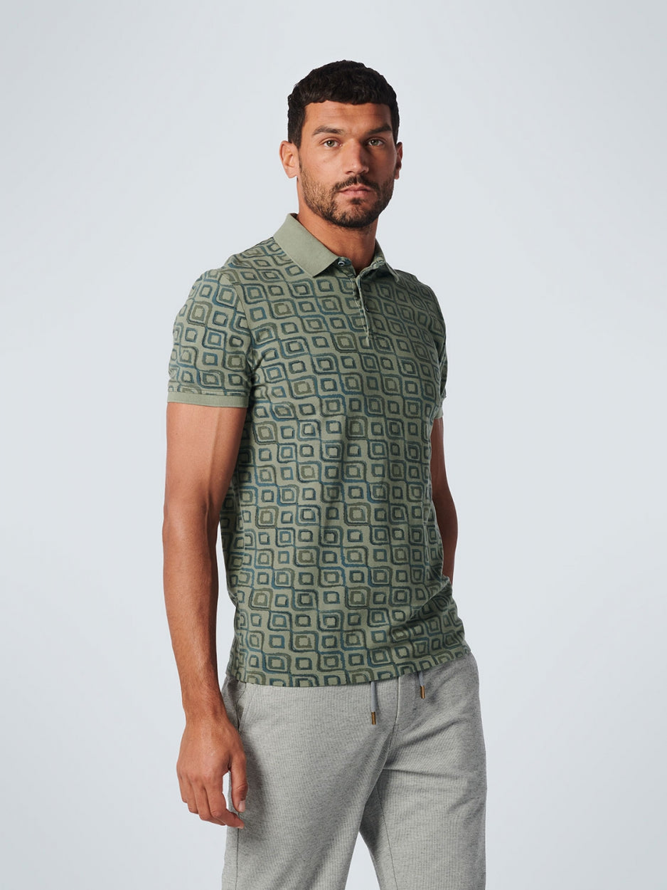 No Excess - Flounder Print Pique Polo - Light Army