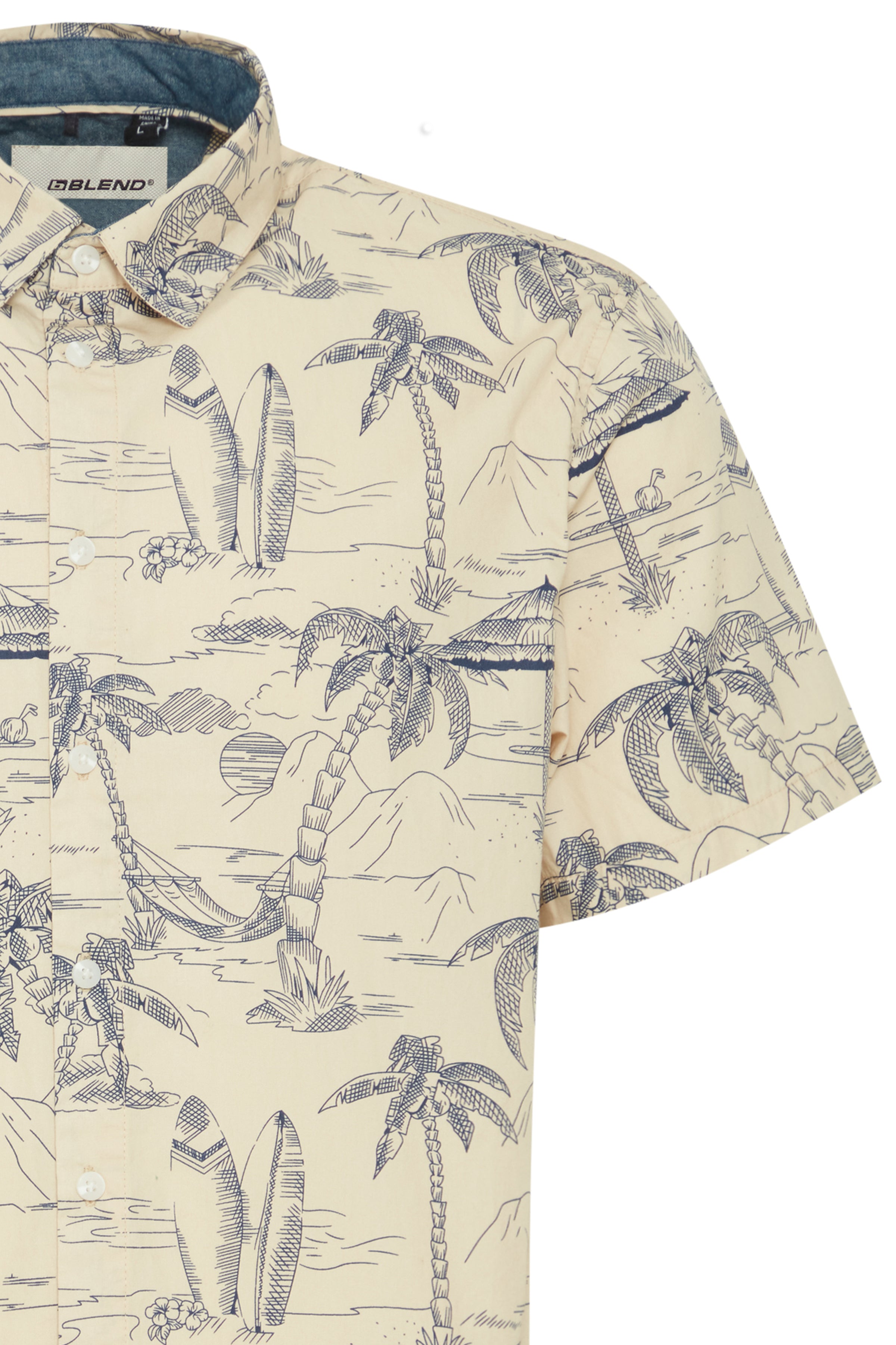 Blend - Tropical Island Print SS Shirt - Dress Blues