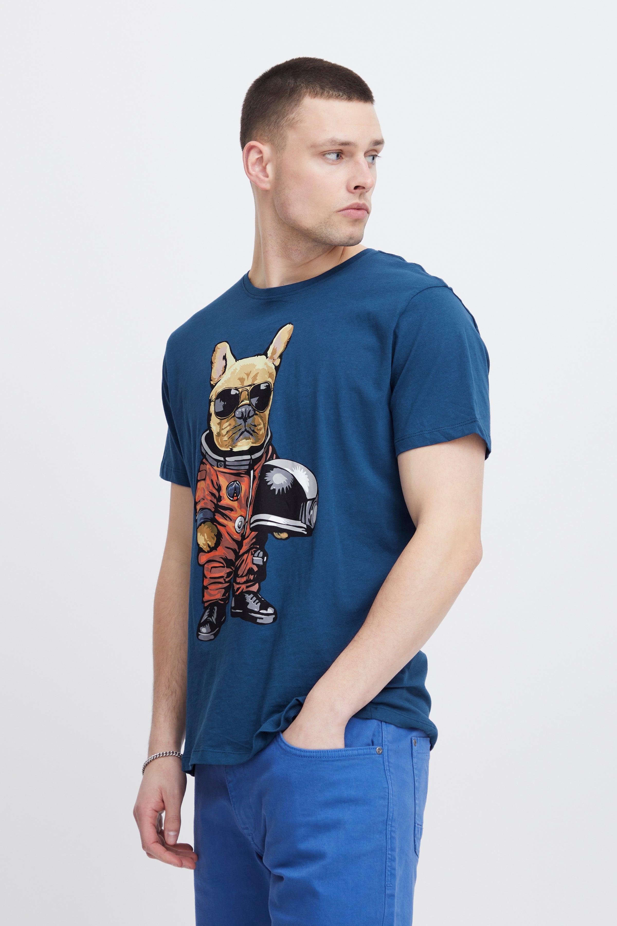 Blend - Astrodog Print Tee - Navy Peony