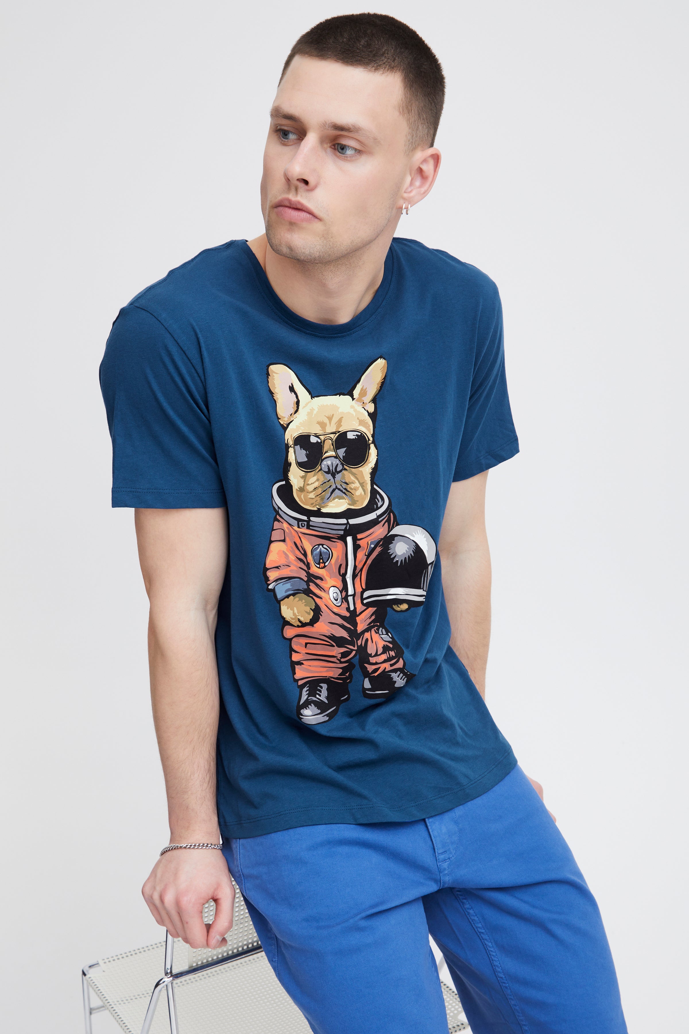 Blend - Astrodog Print Tee - Navy Peony