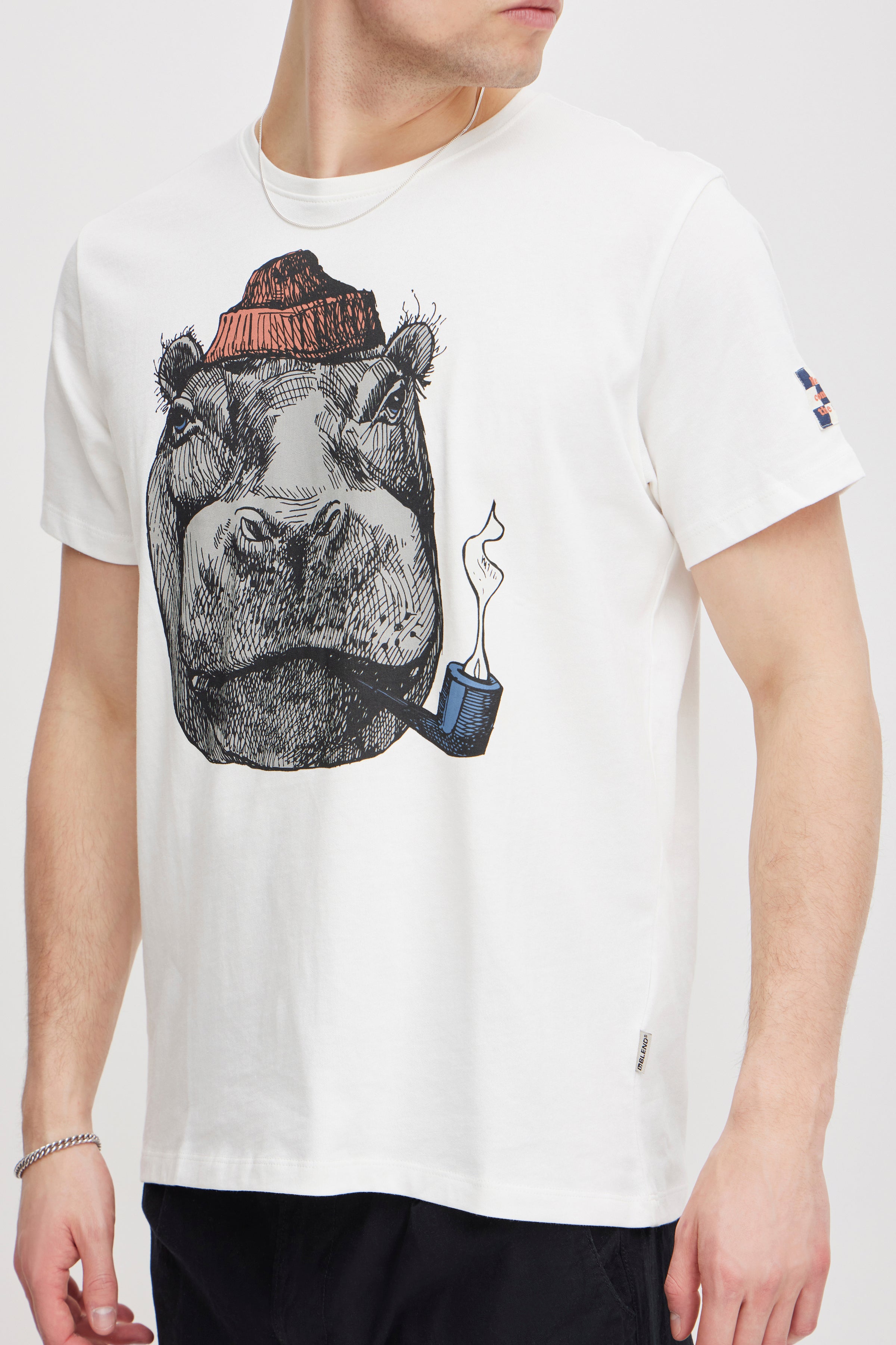 Blend - Hippo Print Tee - Snow White