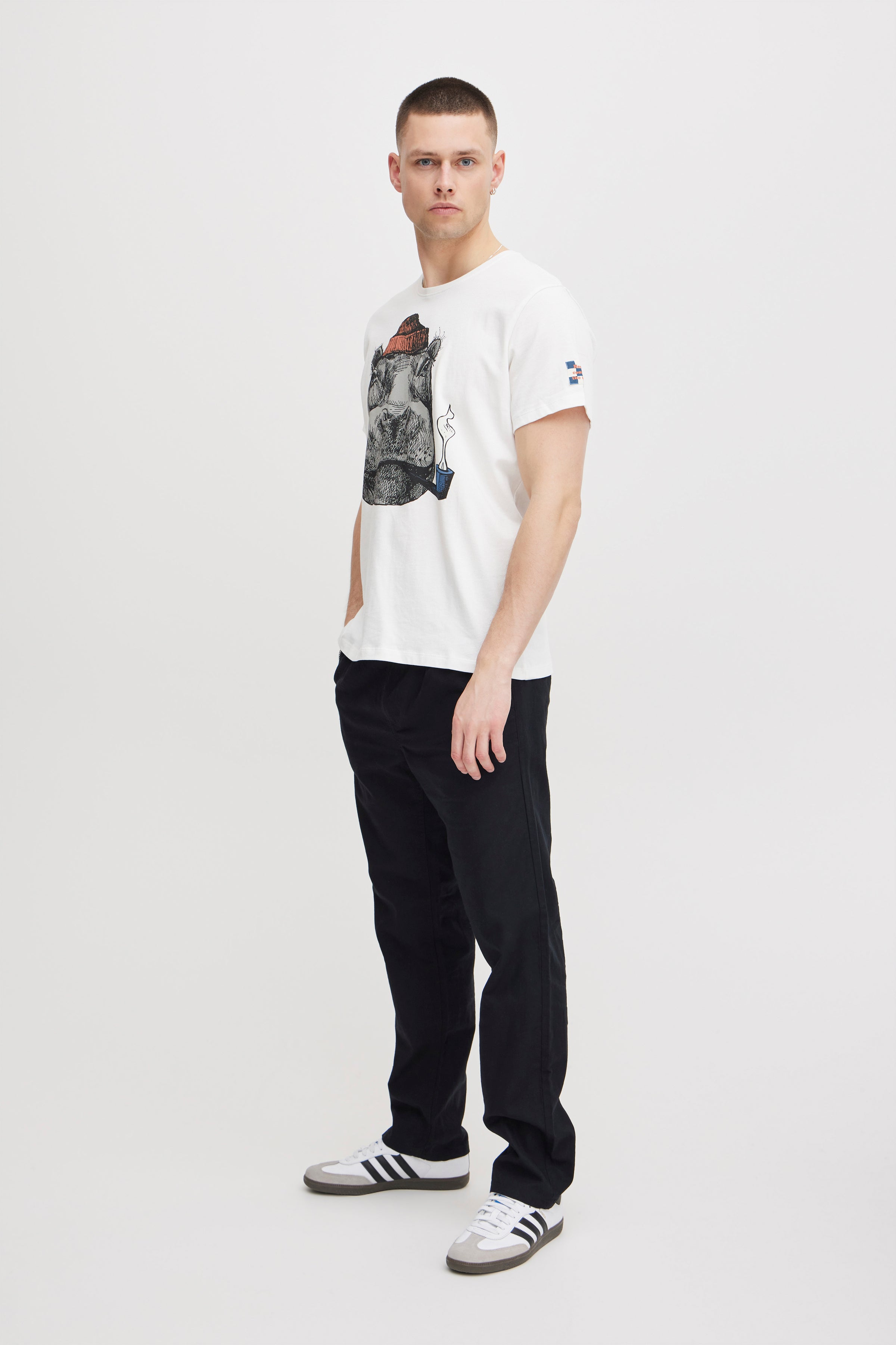 Blend - Hippo Print Tee - Snow White