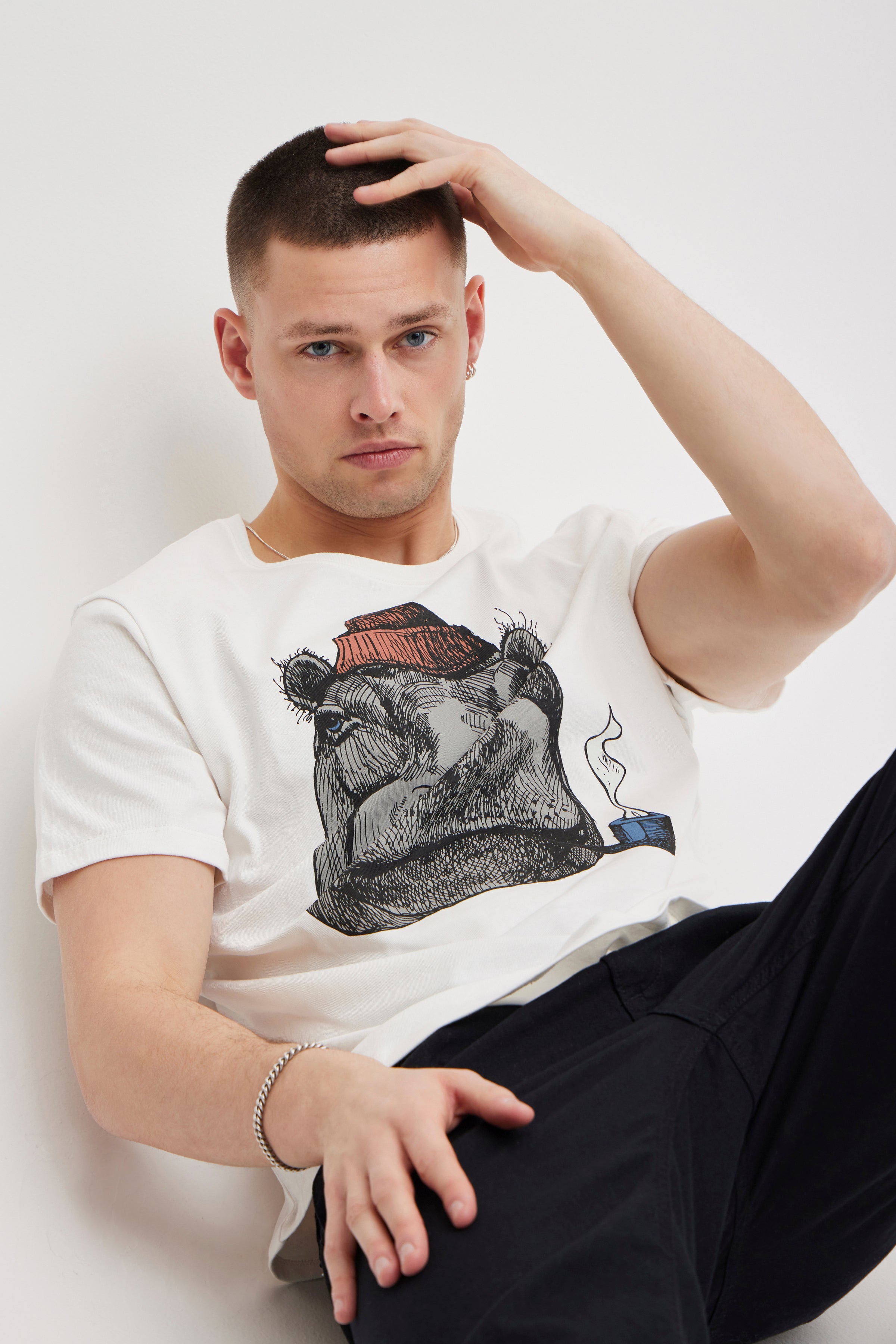 Blend - Hippo Print Tee - Snow White