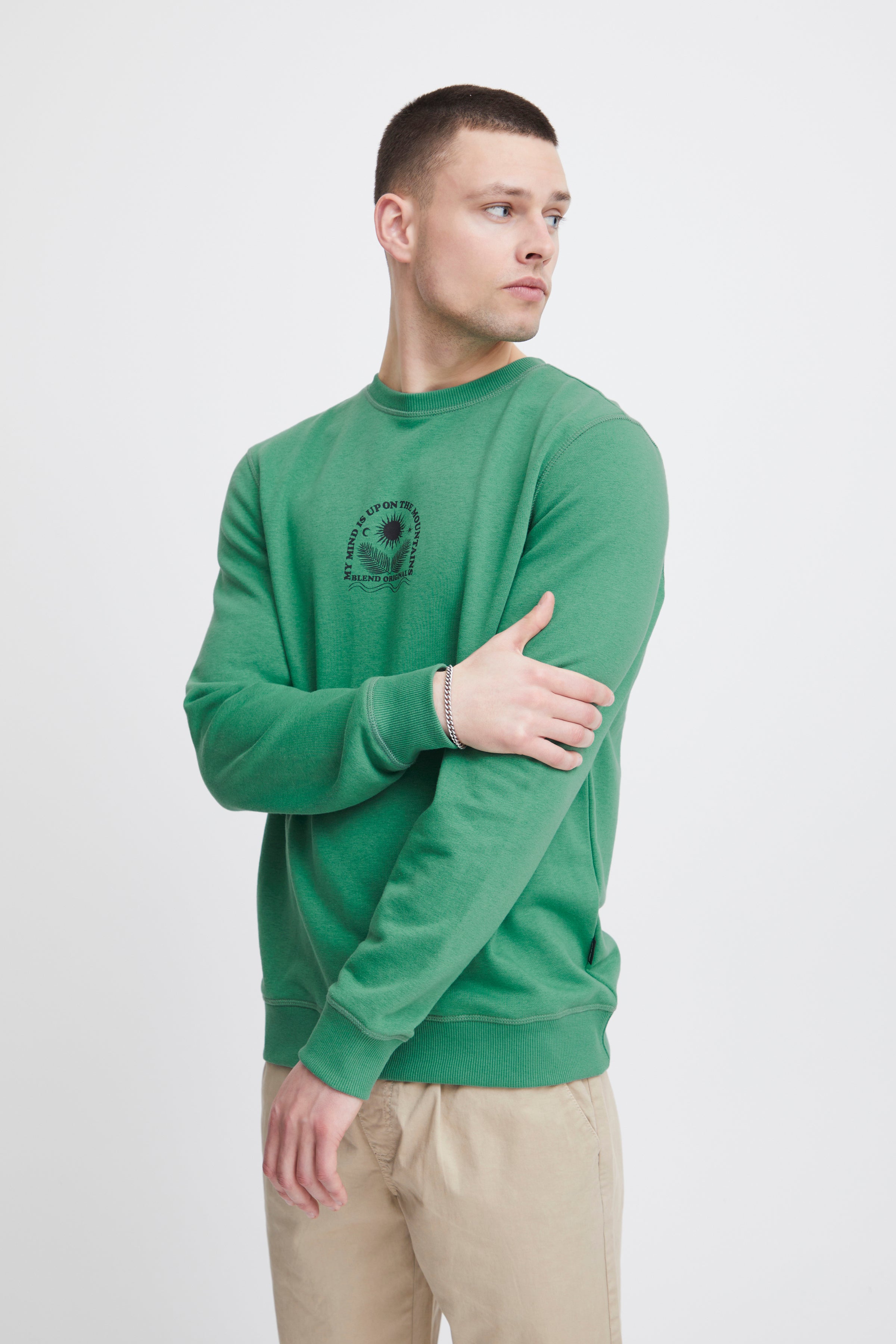 Blend - Mind Up On The Mountains Sweatshirt - Pine Green